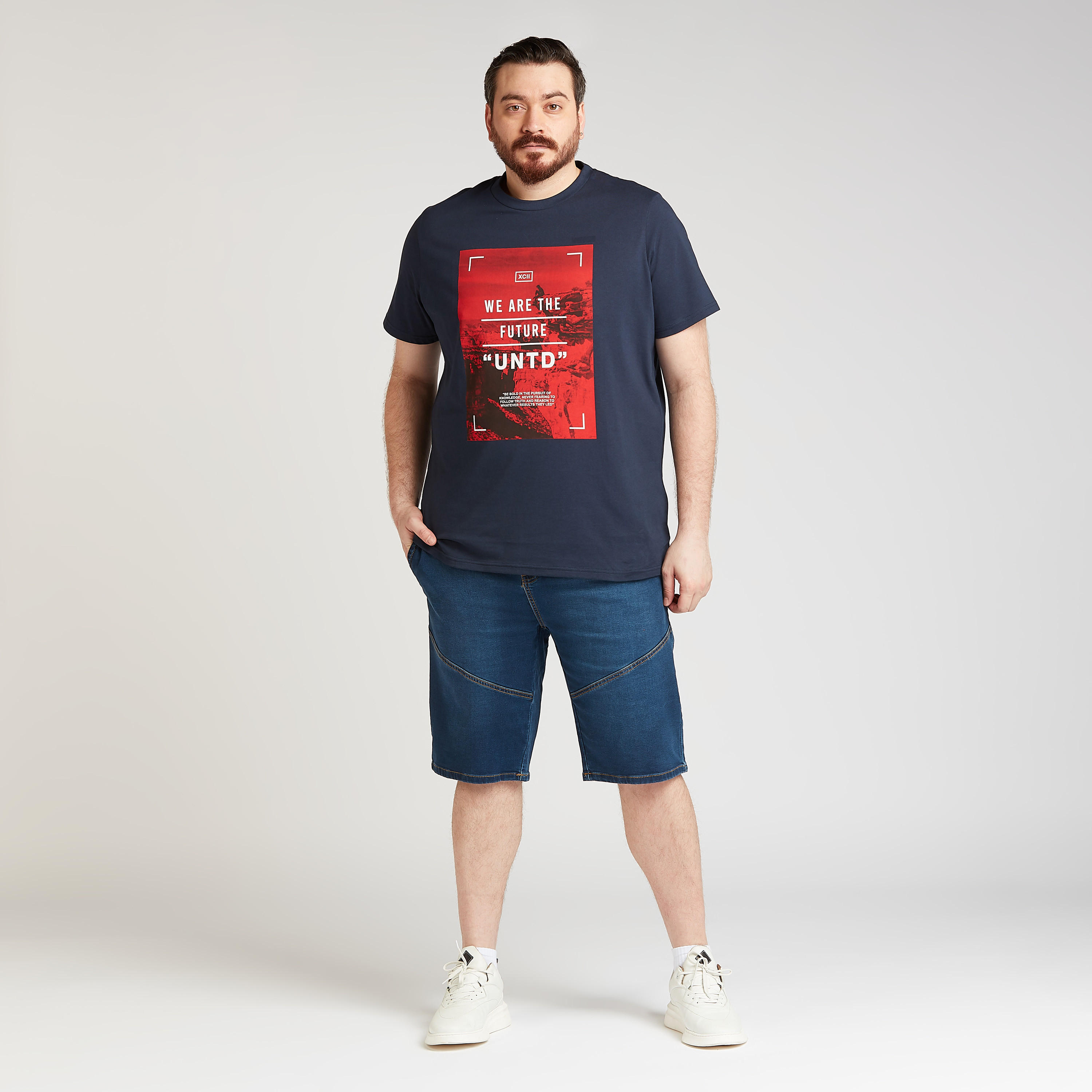 Typographic Print T-shirt with Crew Neck and Short Sleeves-men-clothing-tshirtsandpolos-tshirts-image-2