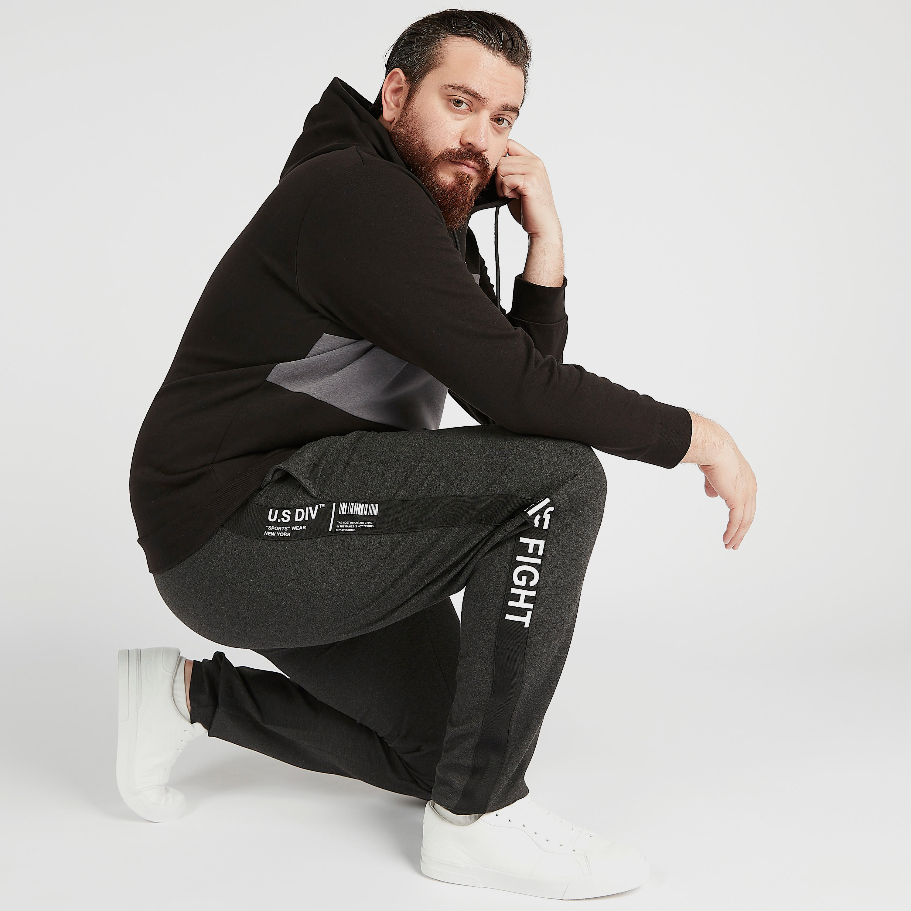 Solid High-Rise Joggers with Drawstring Closure and Tape Detail-men-clothing-bottoms-joggers-image-1