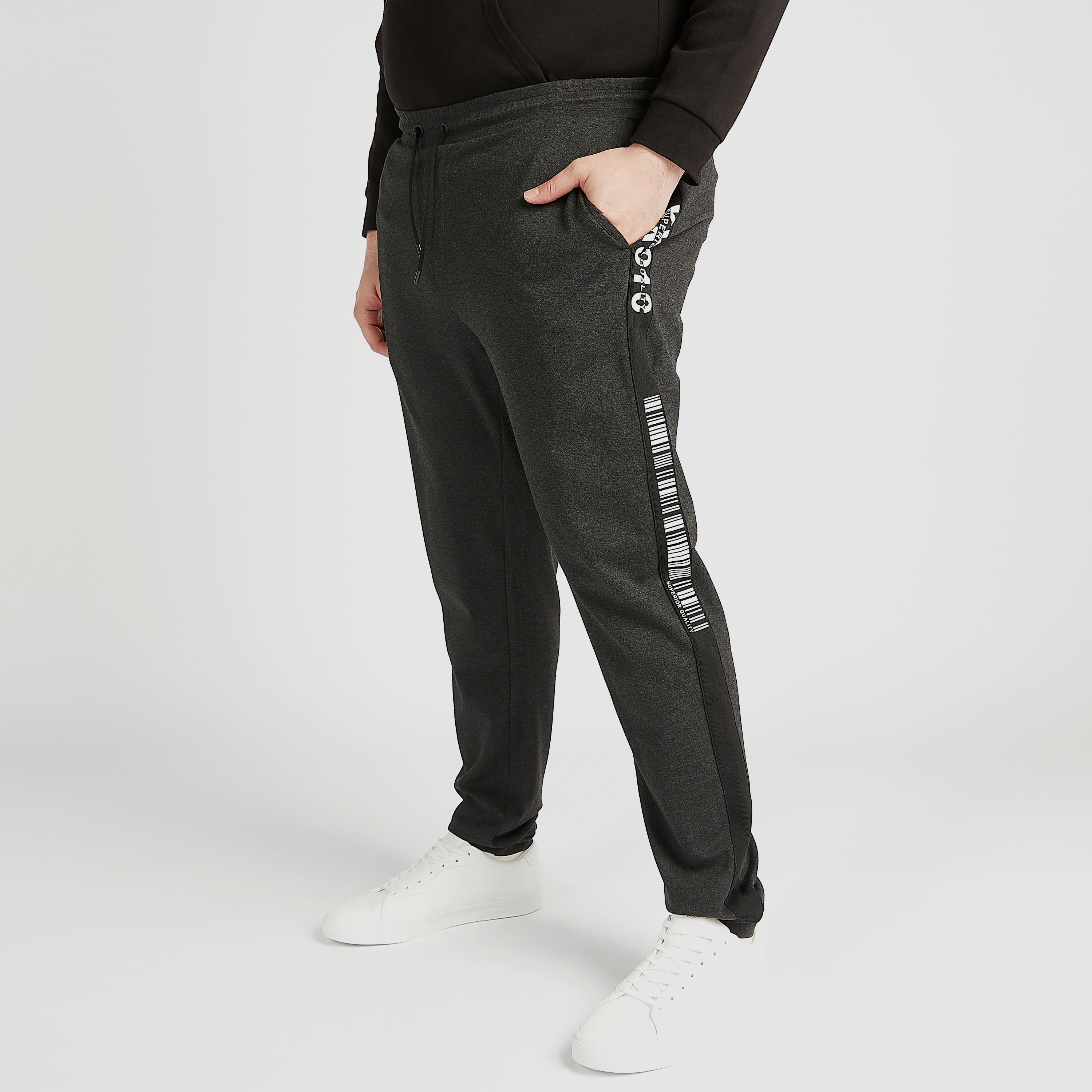 Solid High-Rise Joggers with Drawstring Closure and Tape Detail-men-clothing-bottoms-joggers-image-2