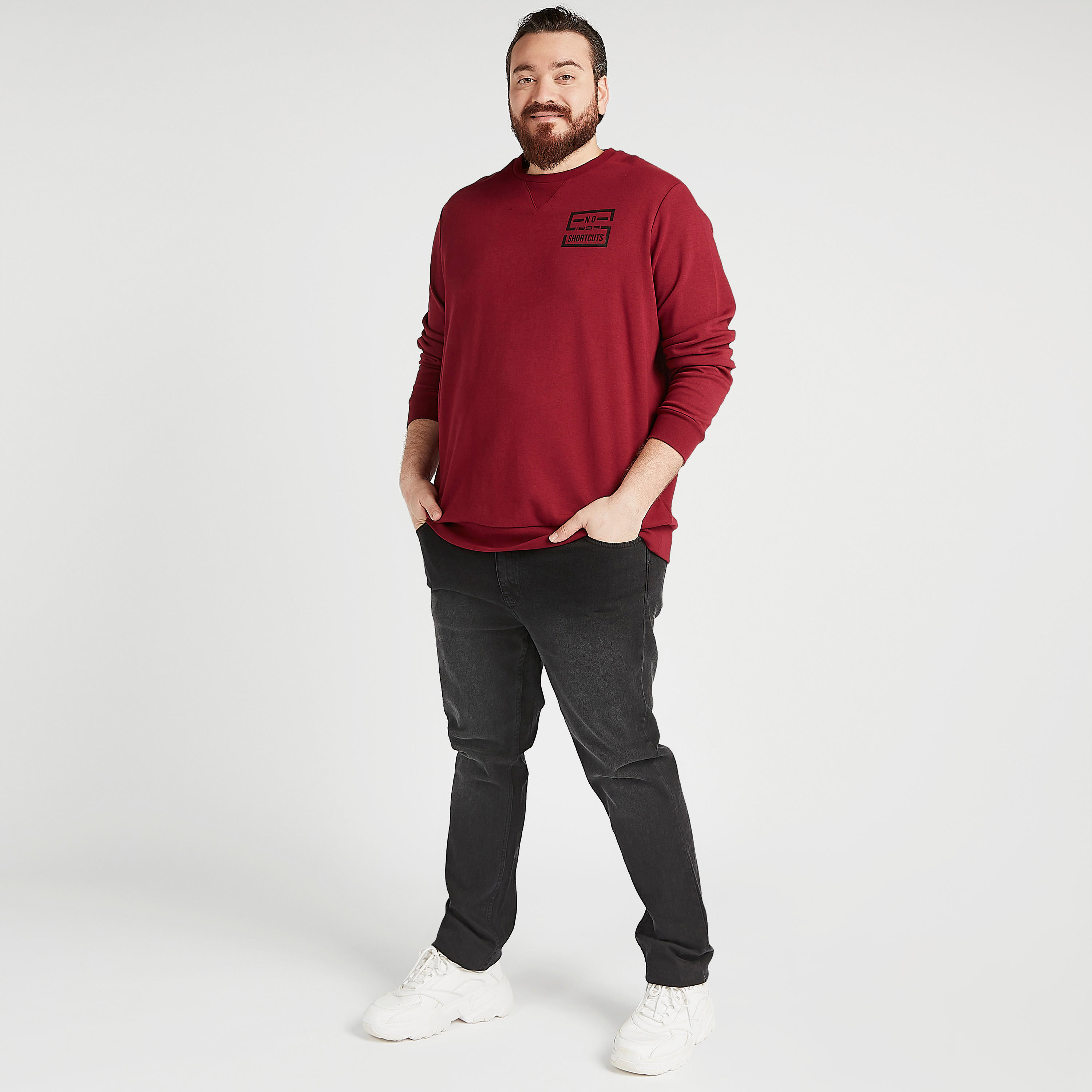 Sustainable Graphic Print Crew Neck Sweatshirt with Long Sleeves-men-winterwear-hoodiesandsweatshirts-image-1