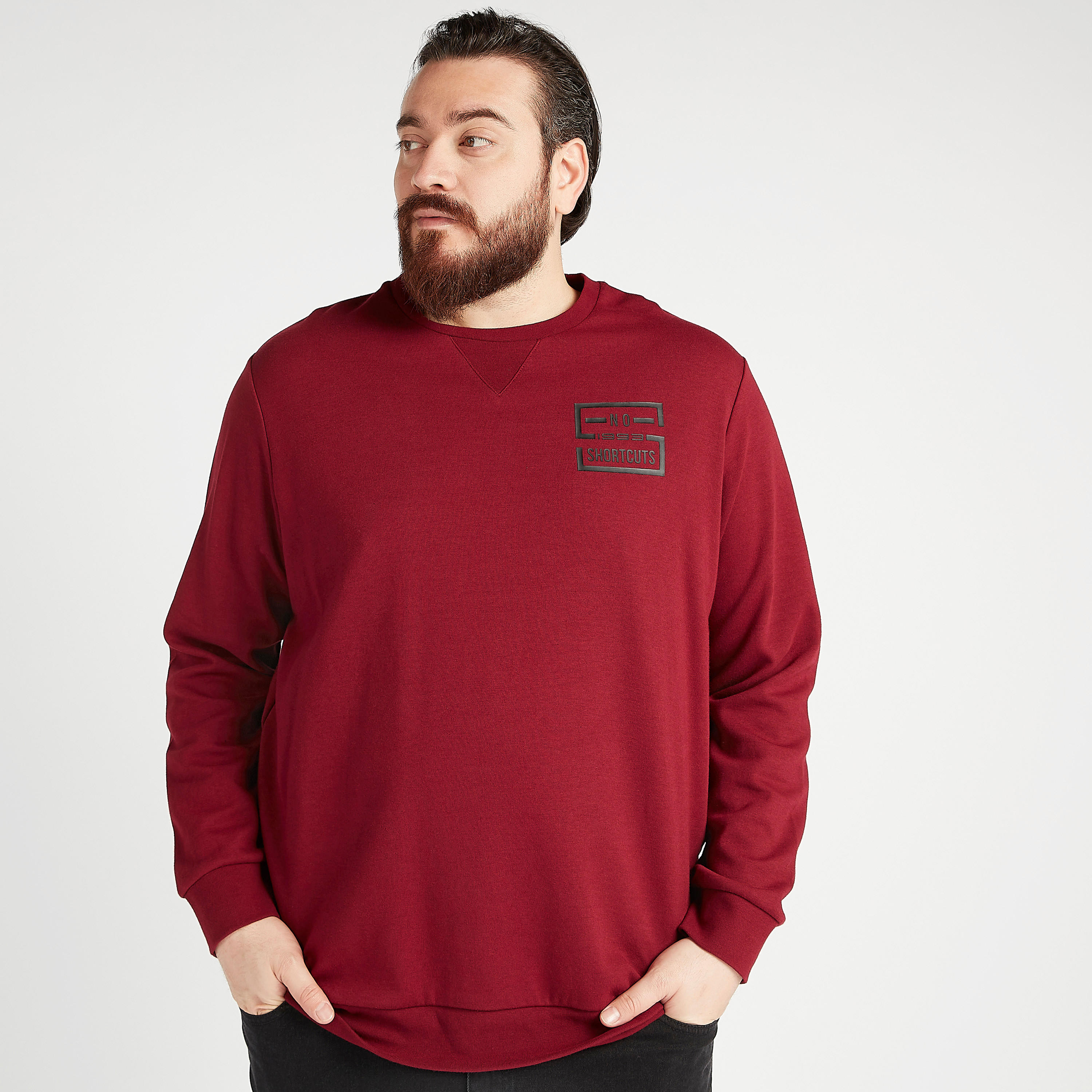 Sustainable Graphic Print Crew Neck Sweatshirt with Long Sleeves-men-winterwear-hoodiesandsweatshirts-image-2