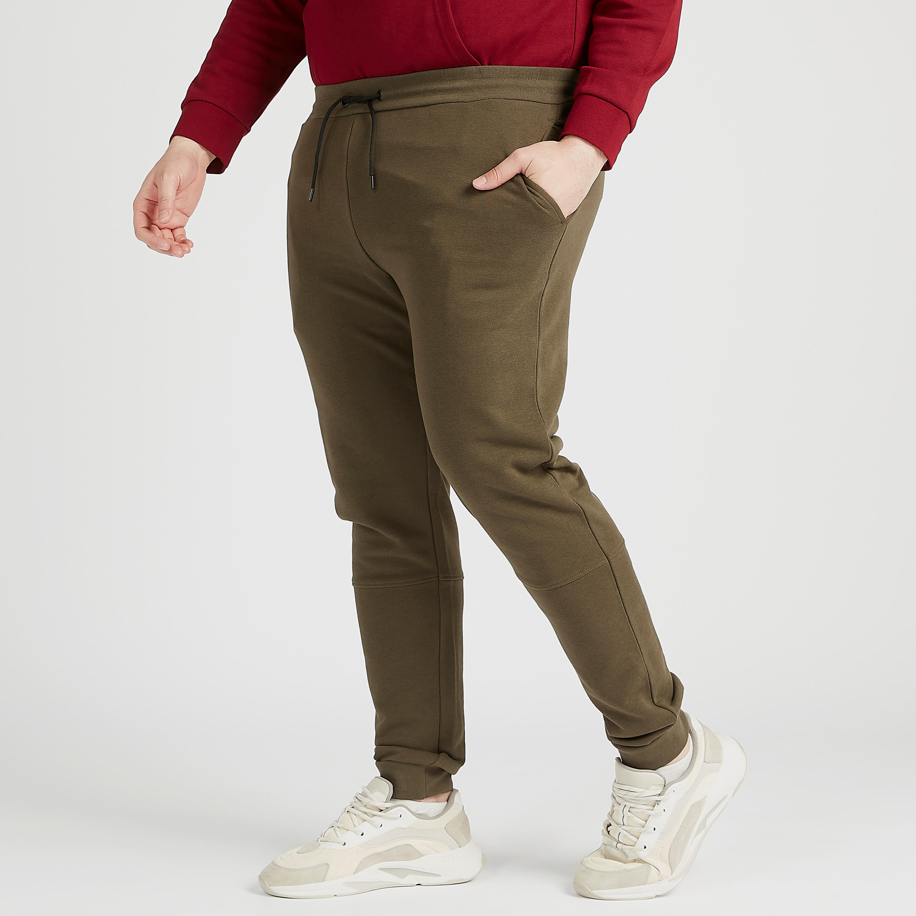 بنطلون رياضي سادة بخصرمتوسط الارتفاع و رباط إغلاق-men-clothing-bottoms-joggers-image-4