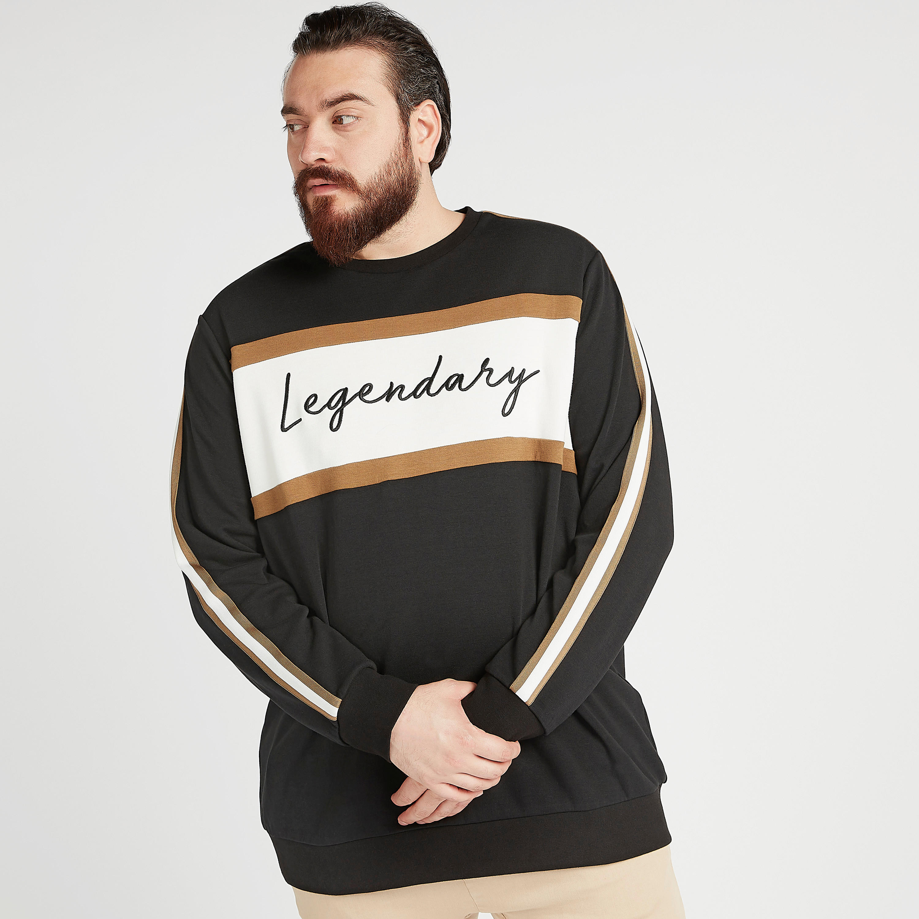 Printed Regular Fit Sweatshirt with Crew Neck and Long Sleeves-men-winterwear-hoodiesandsweatshirts-image-1