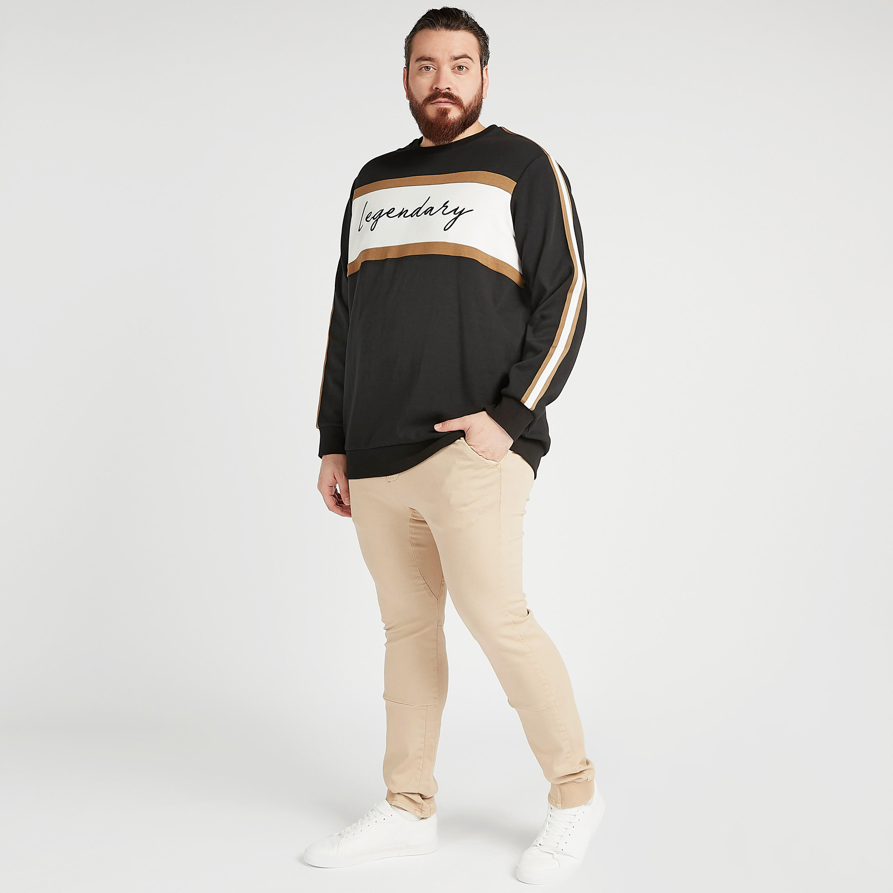 Printed Regular Fit Sweatshirt with Crew Neck and Long Sleeves-men-winterwear-hoodiesandsweatshirts-image-2