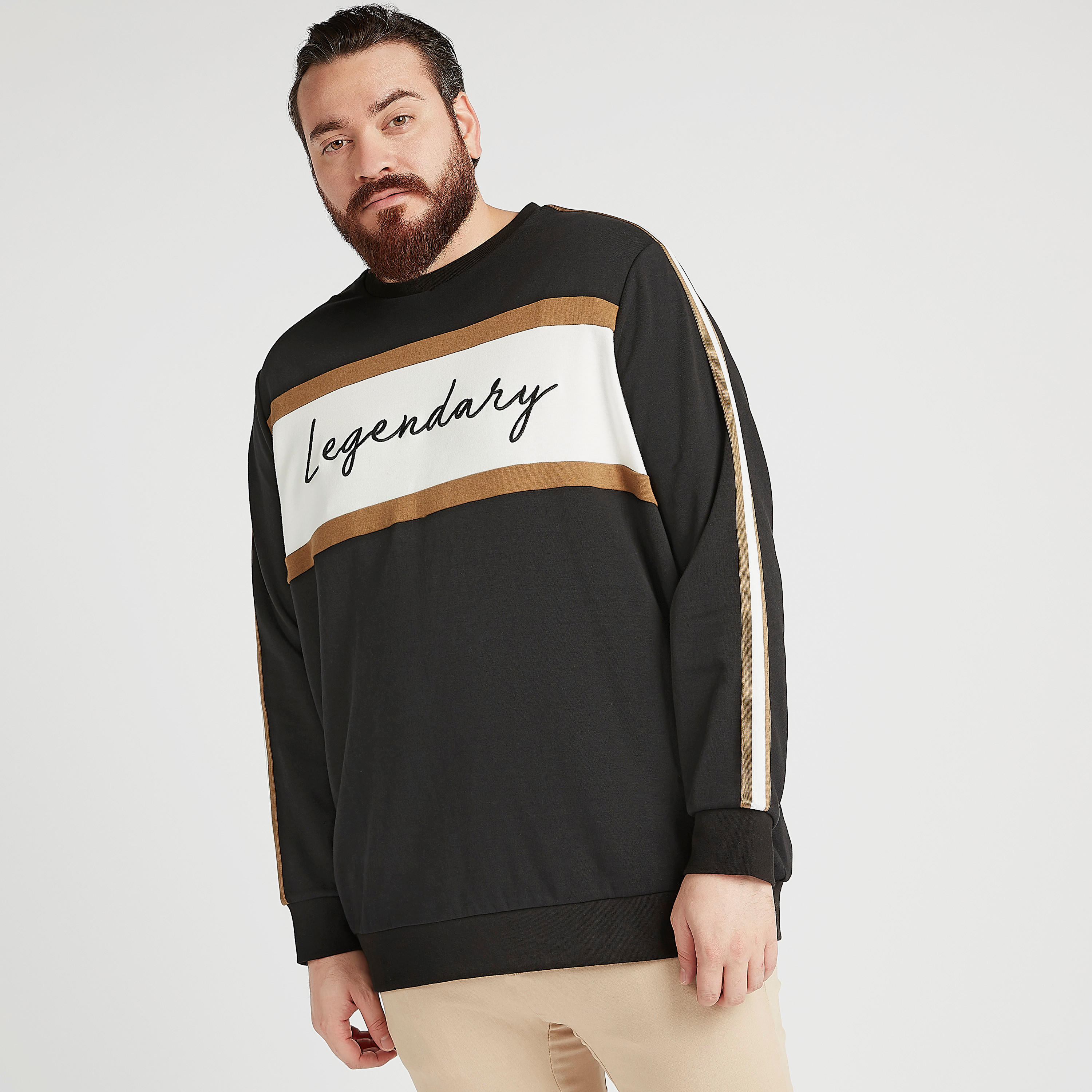 Printed Regular Fit Sweatshirt with Crew Neck and Long Sleeves-men-winterwear-hoodiesandsweatshirts-image-5