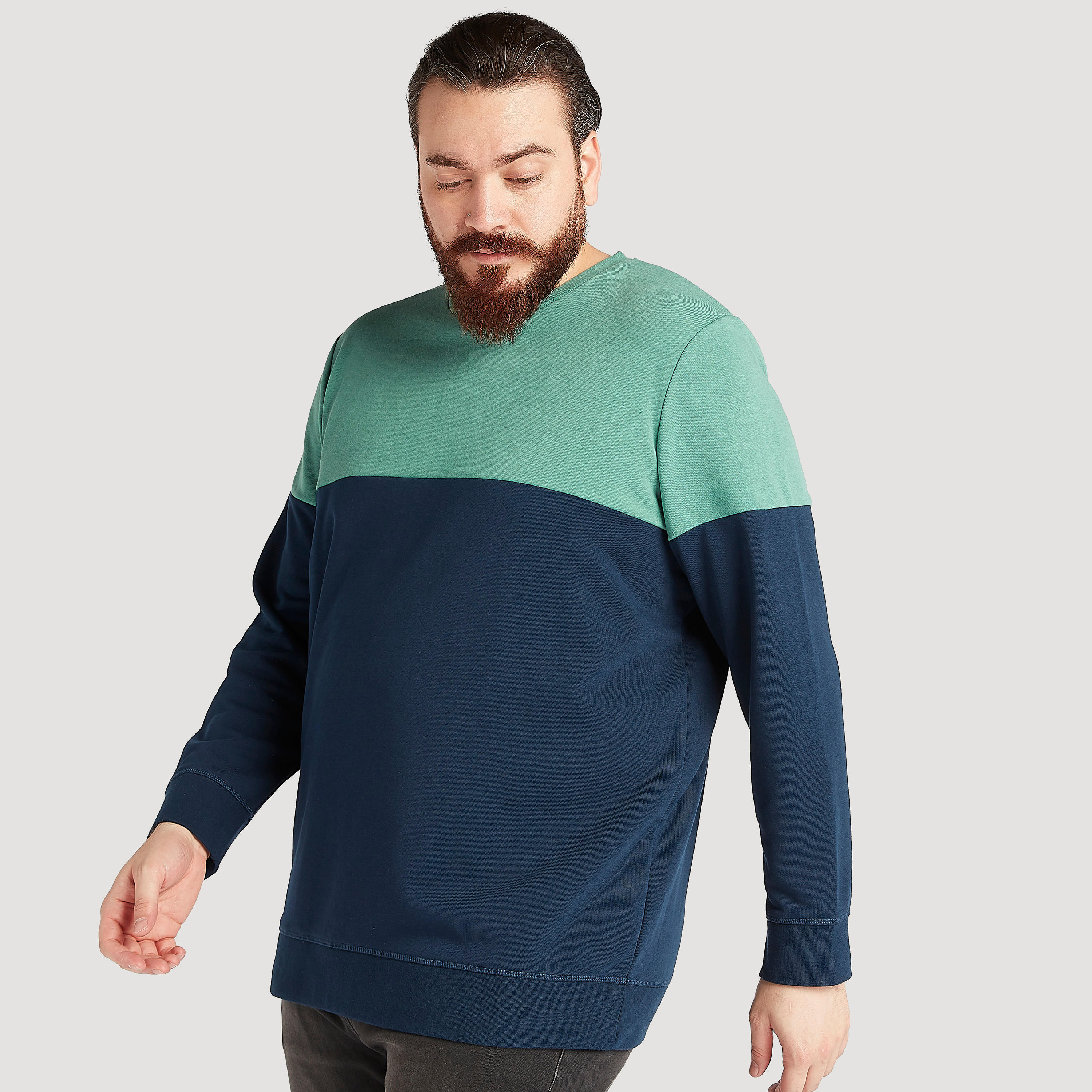 Cut and Sew Sweatshirt with Crew Neck and Long Sleeves-men-winterwear-hoodiesandsweatshirts-image-1