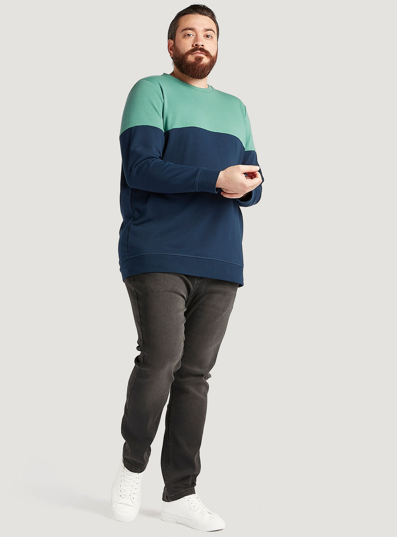 Cut and Sew Sweatshirt with Crew Neck and Long Sleeves-men-winterwear-hoodiesandsweatshirts-image-2