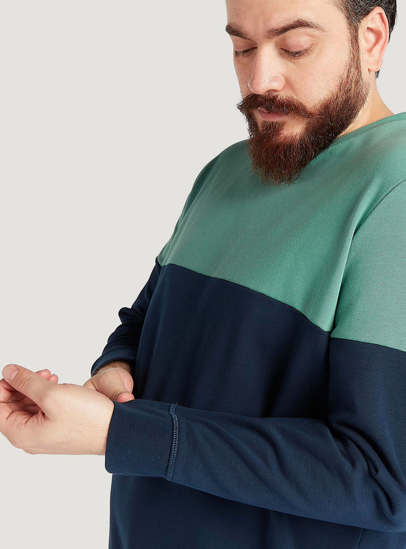 Cut and Sew Sweatshirt with Crew Neck and Long Sleeves-men-winterwear-hoodiesandsweatshirts-image-5