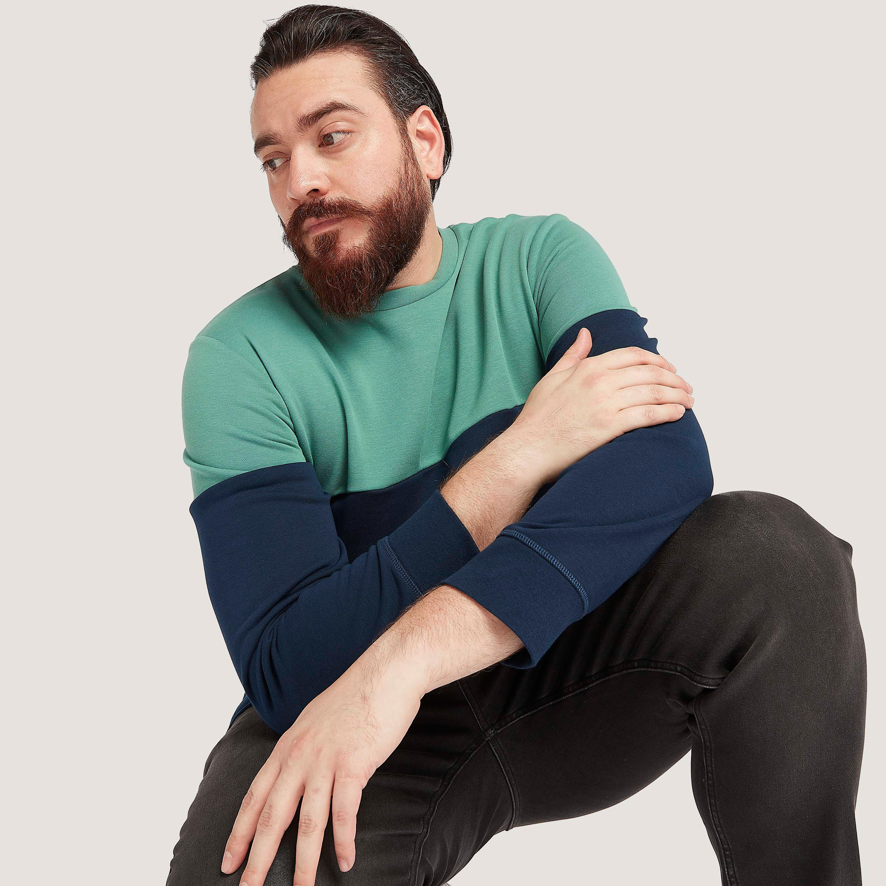 Cut and Sew Sweatshirt with Crew Neck and Long Sleeves-men-winterwear-hoodiesandsweatshirts-image-6