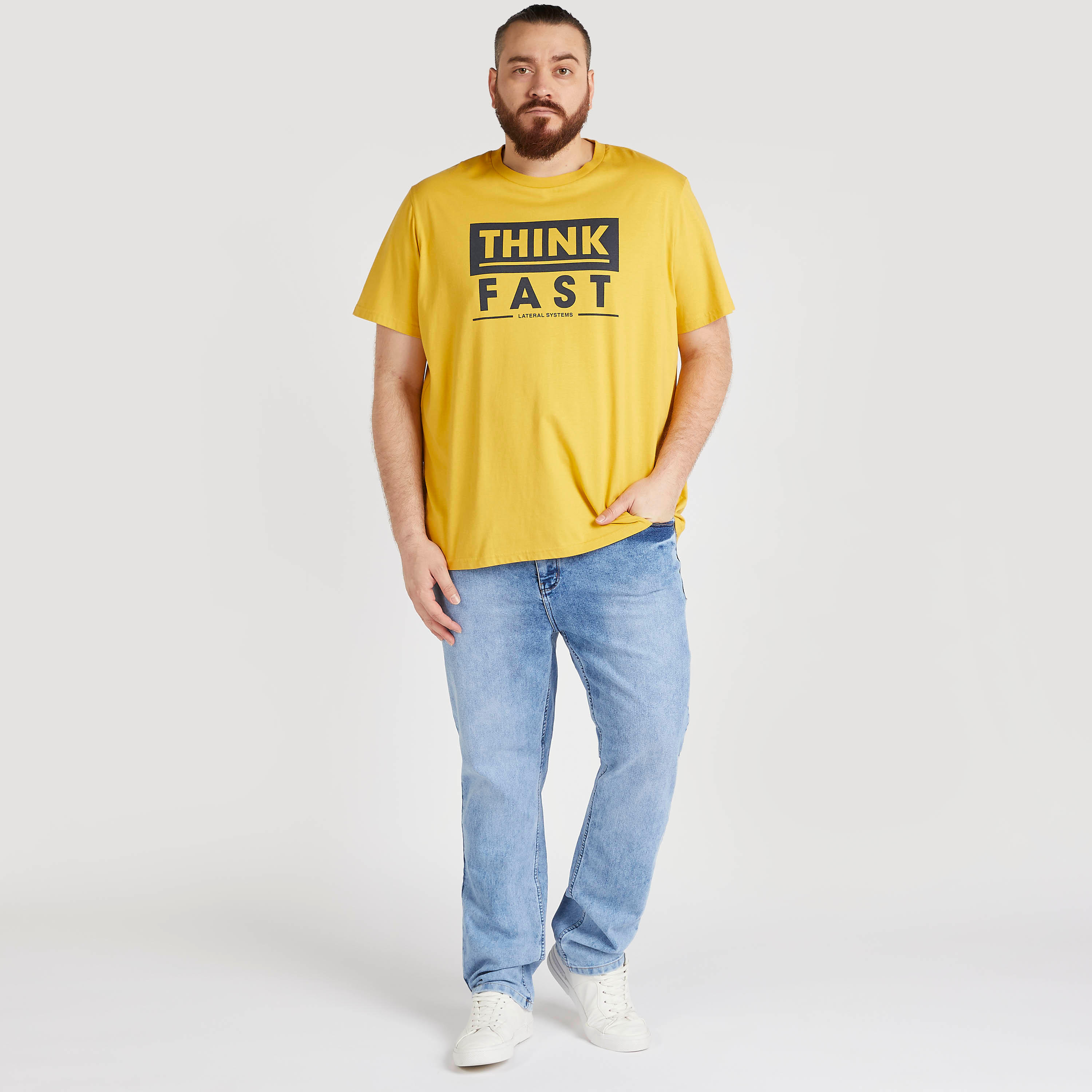 Typographic Print Crew Neck T-shirt with Short Sleeves-men-clothing-tshirtsandpolos-tshirts-image-2