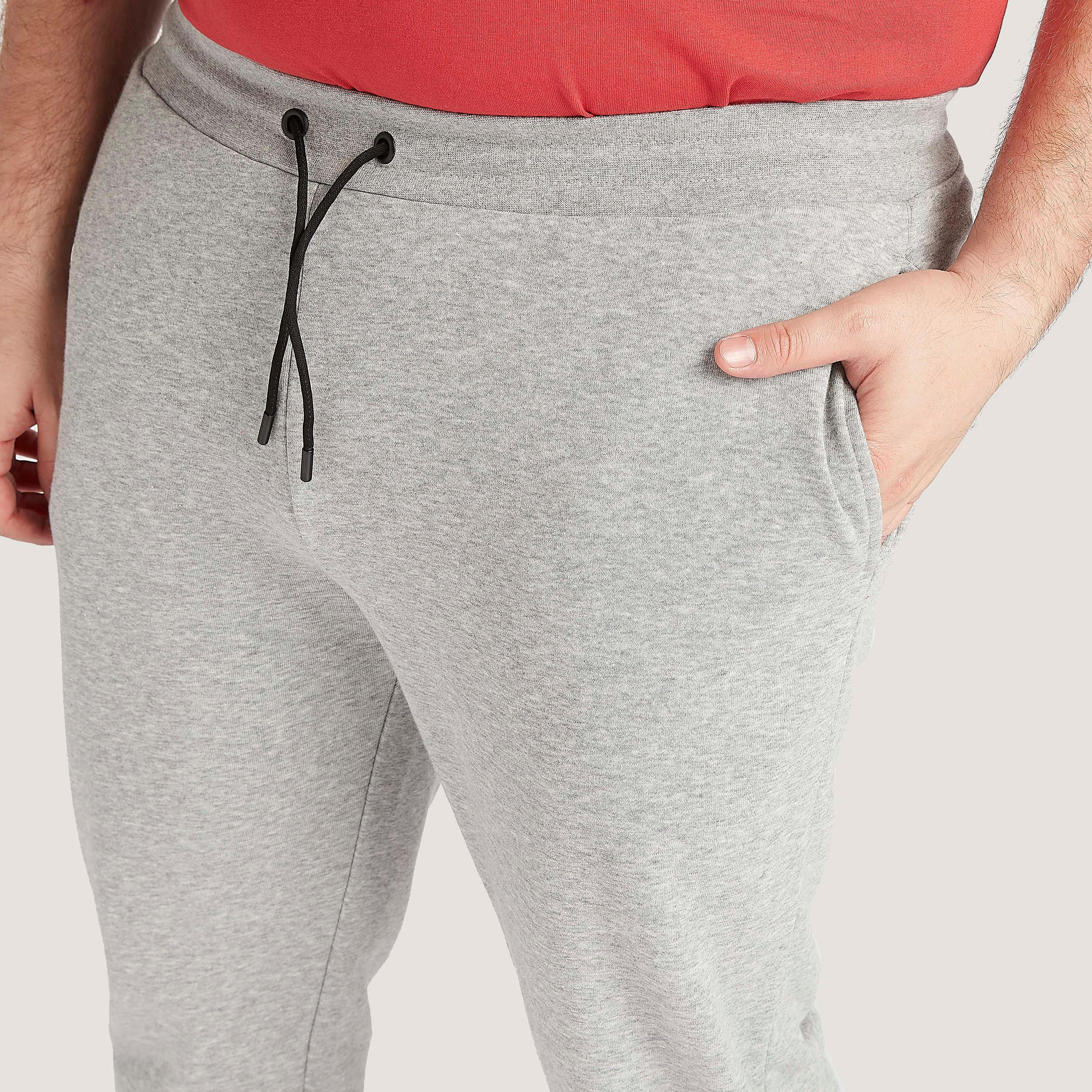 بنطلون رياضي سادة برباط إغلاق وجيوب-men-clothing-bottoms-joggers-image-3
