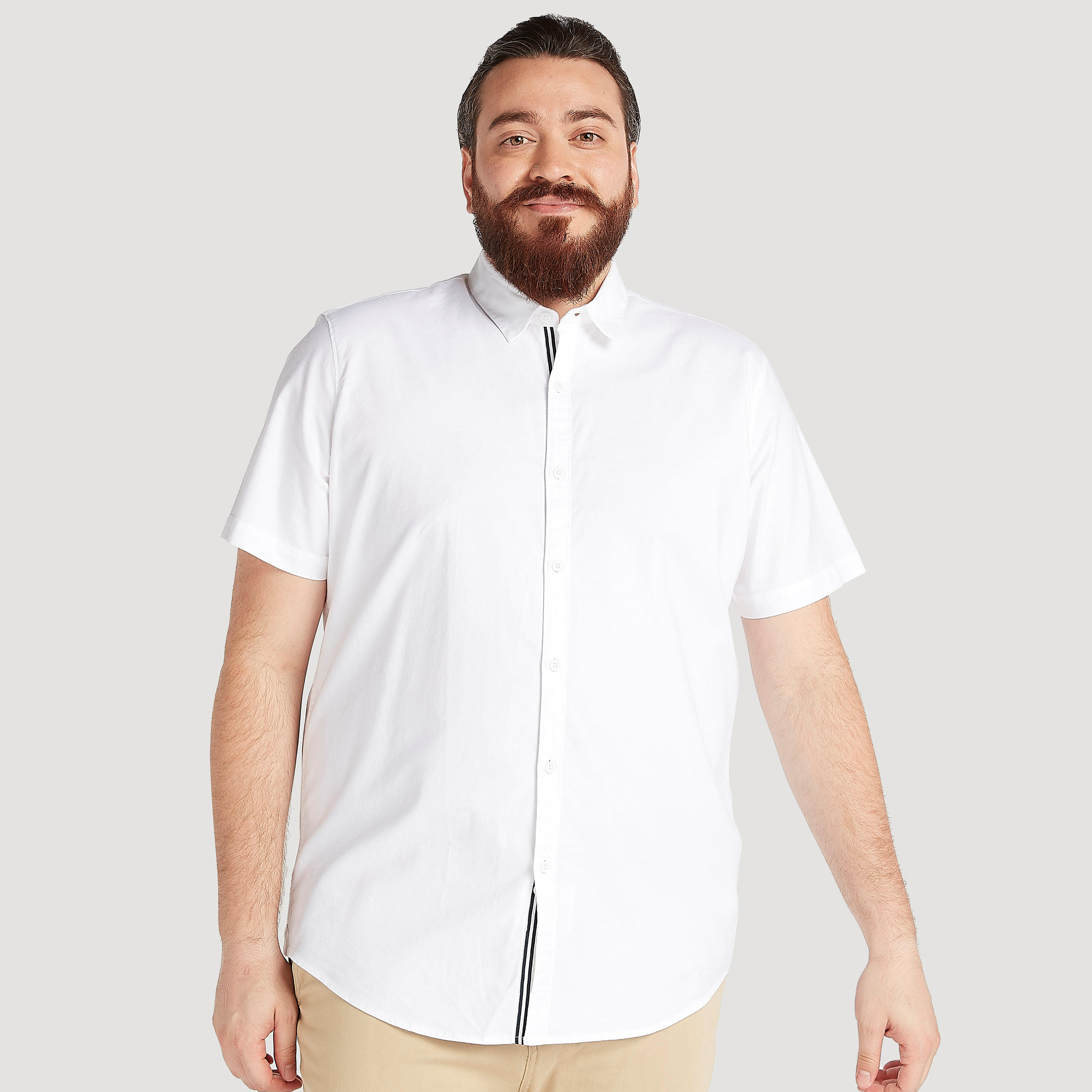 Solid Shirt with Short Sleeves-men-clothing-shirts-image-1