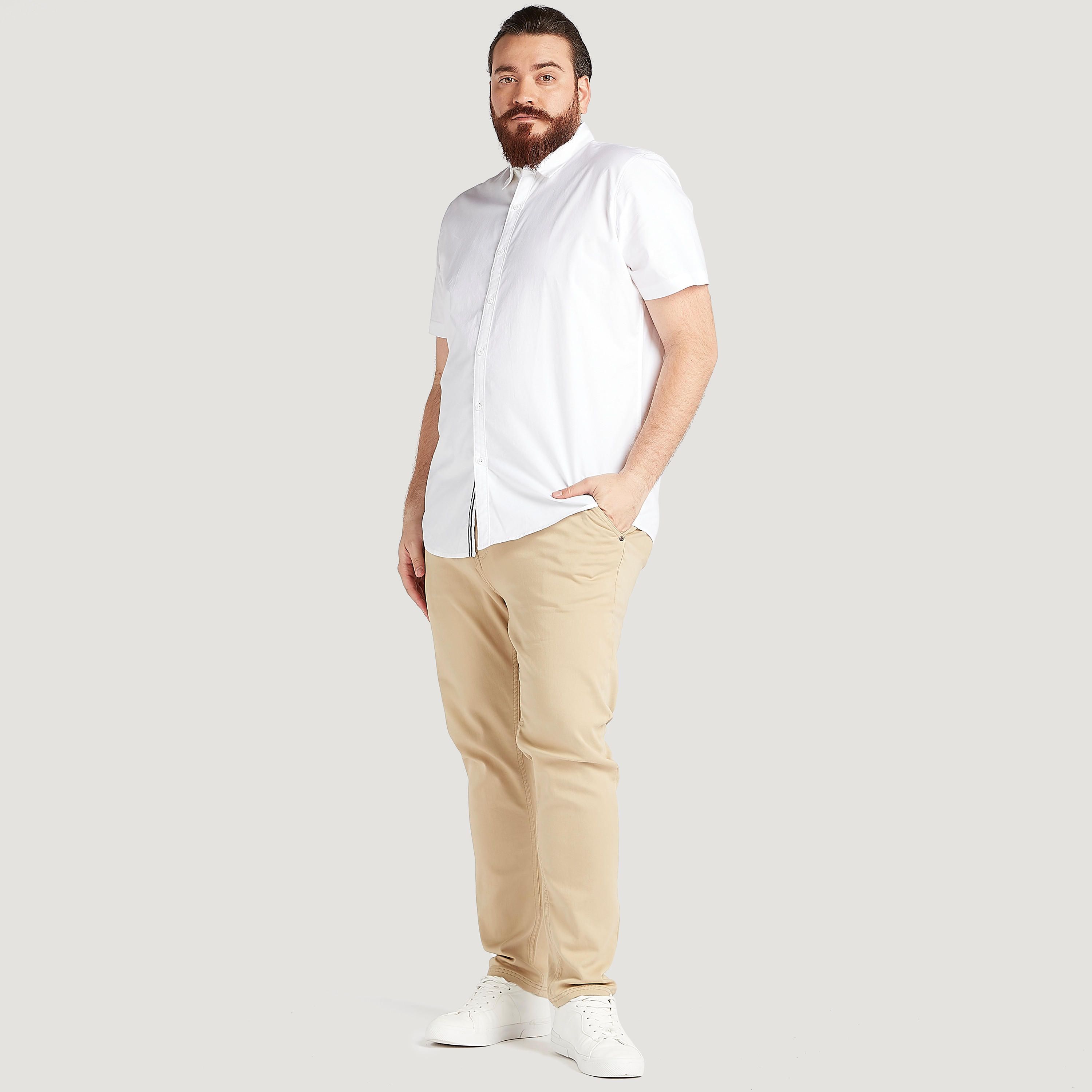 Solid Shirt with Short Sleeves-men-clothing-shirts-image-2