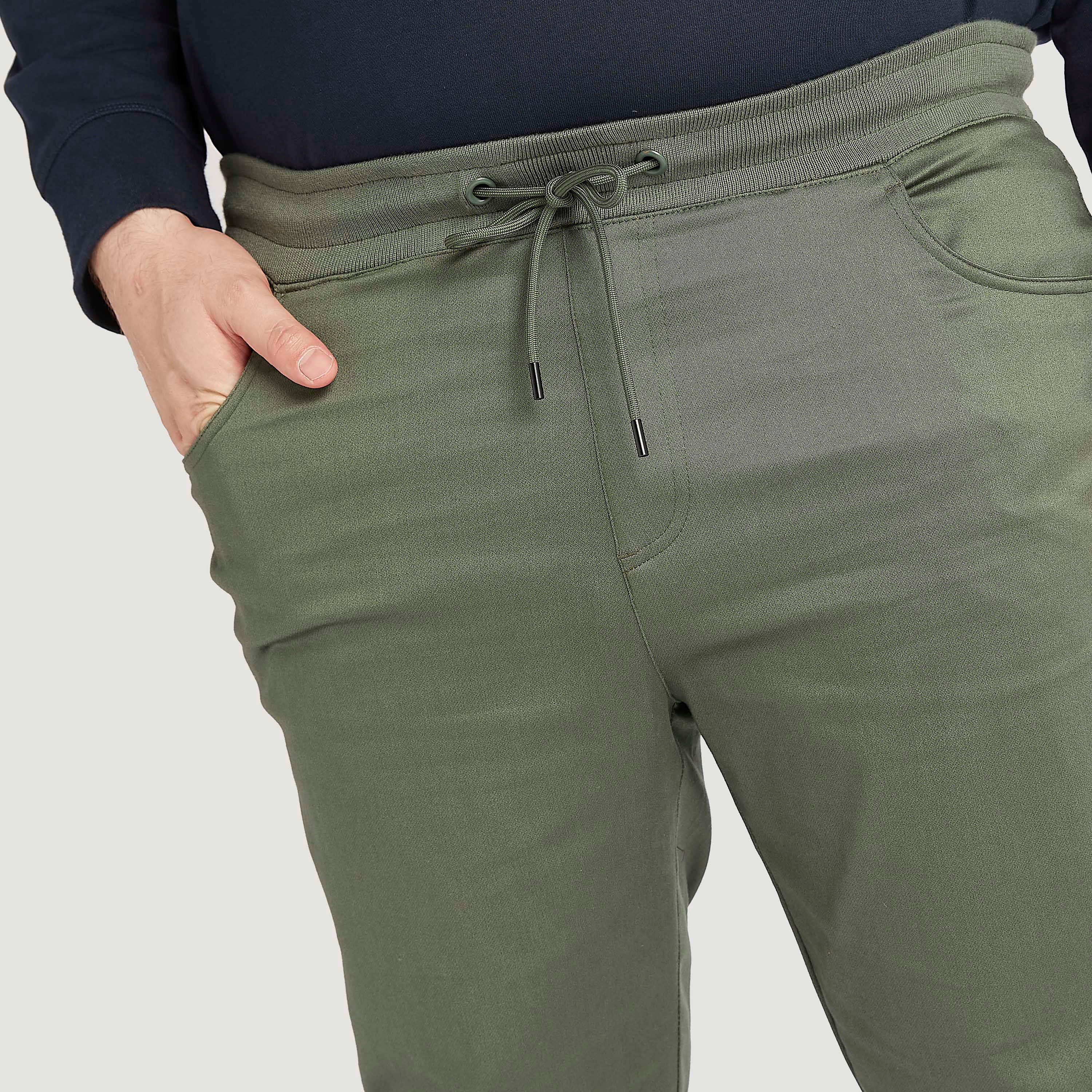بنطلون رياضي سادة برباط إغلاق وجيوب-men-clothing-bottoms-joggers-image-3