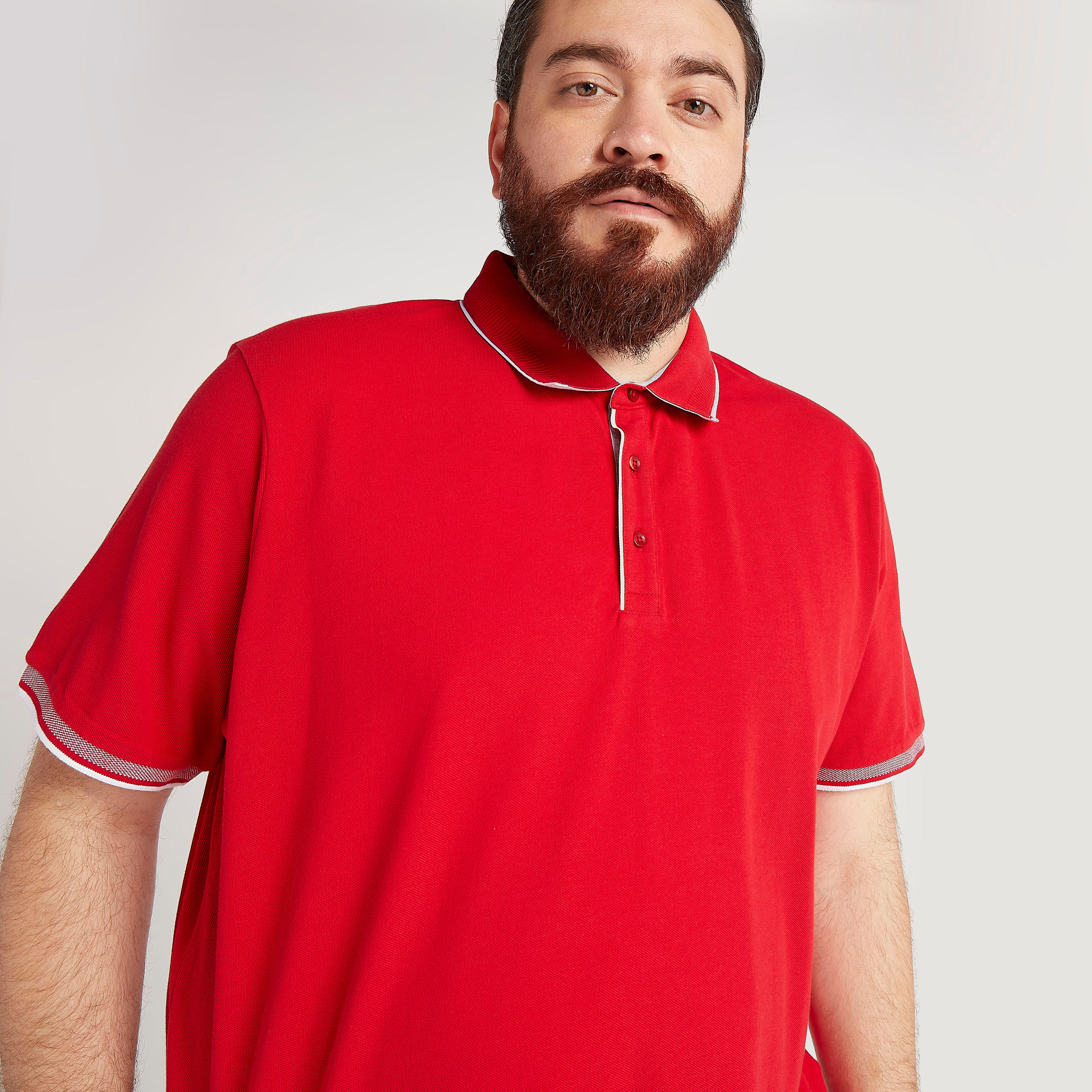 تيشيرت بولو سادة بأكمام قصيرة وتفاصيل خيوط بارزة-men-clothing-tshirtsandpolos-polos-image-3