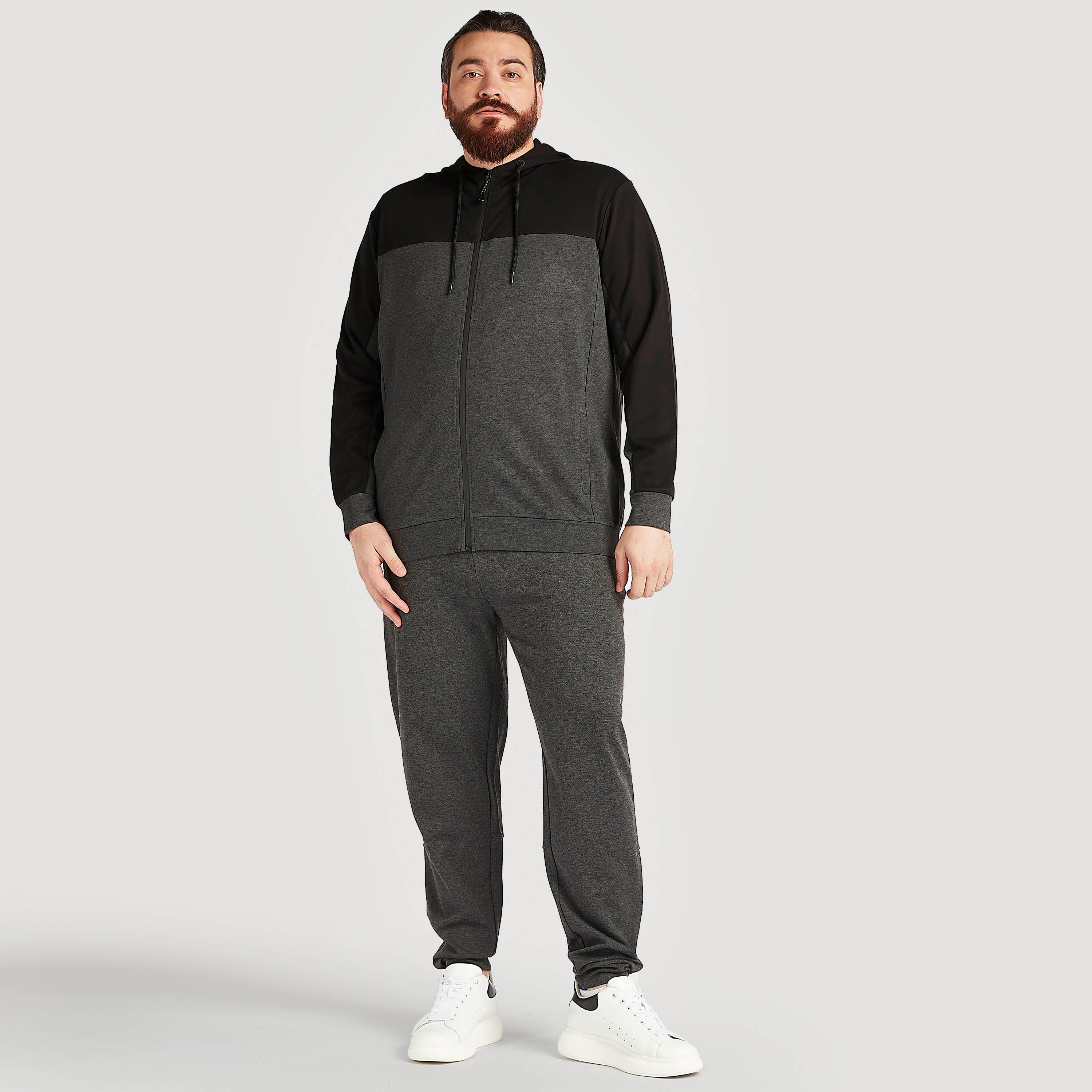 Solid Zip Through Hooded Jacket with Long Sleeves and Pockets-men-winterwear-hoodiesandsweatshirts-image-2