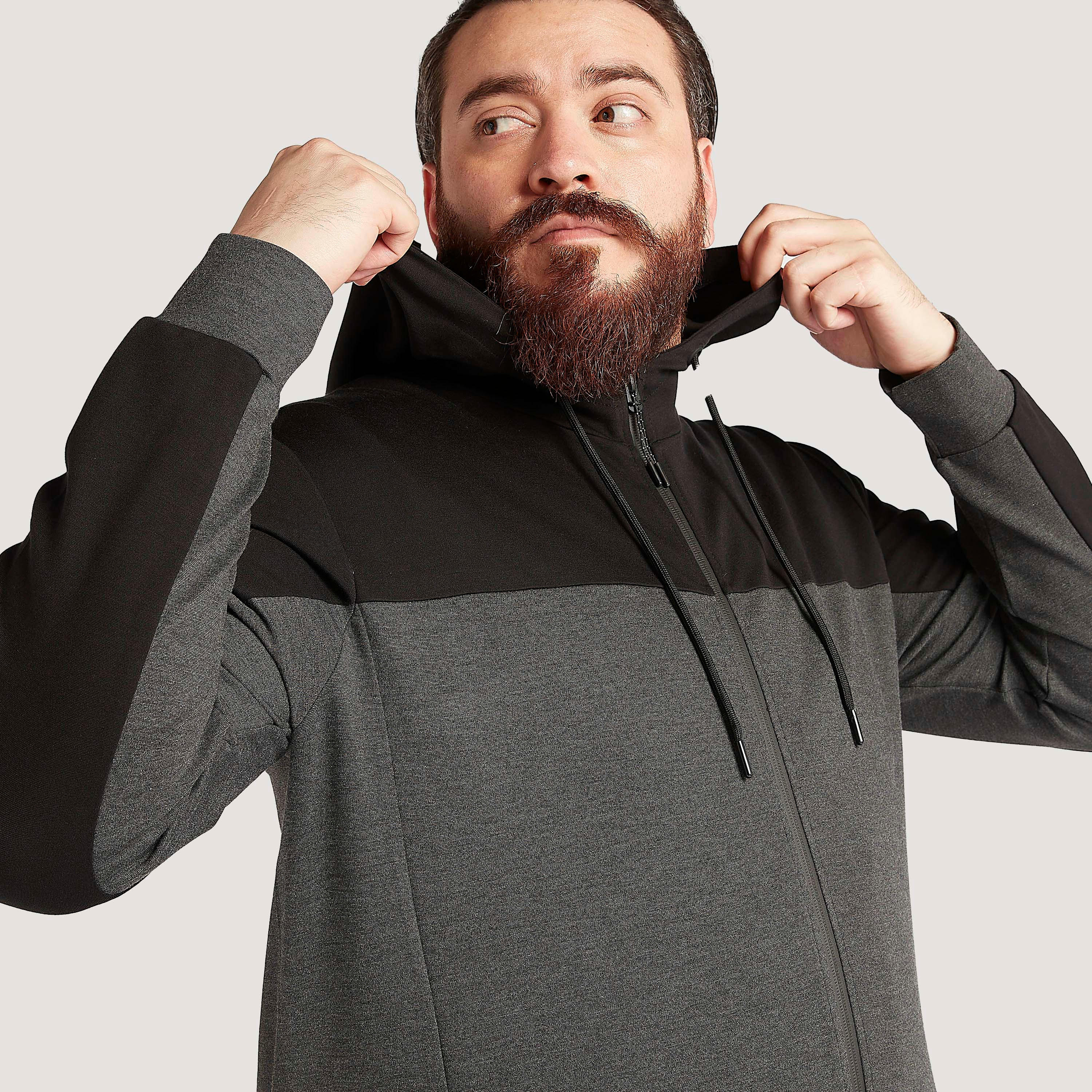 Solid Zip Through Hooded Jacket with Long Sleeves and Pockets-men-winterwear-hoodiesandsweatshirts-image-3