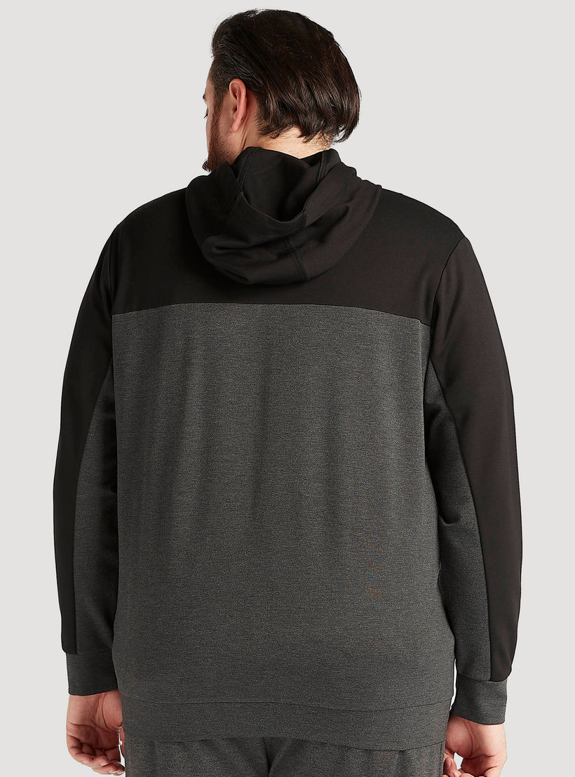 Solid Zip Through Hooded Jacket with Long Sleeves and Pockets-men-winterwear-hoodiesandsweatshirts-image-4