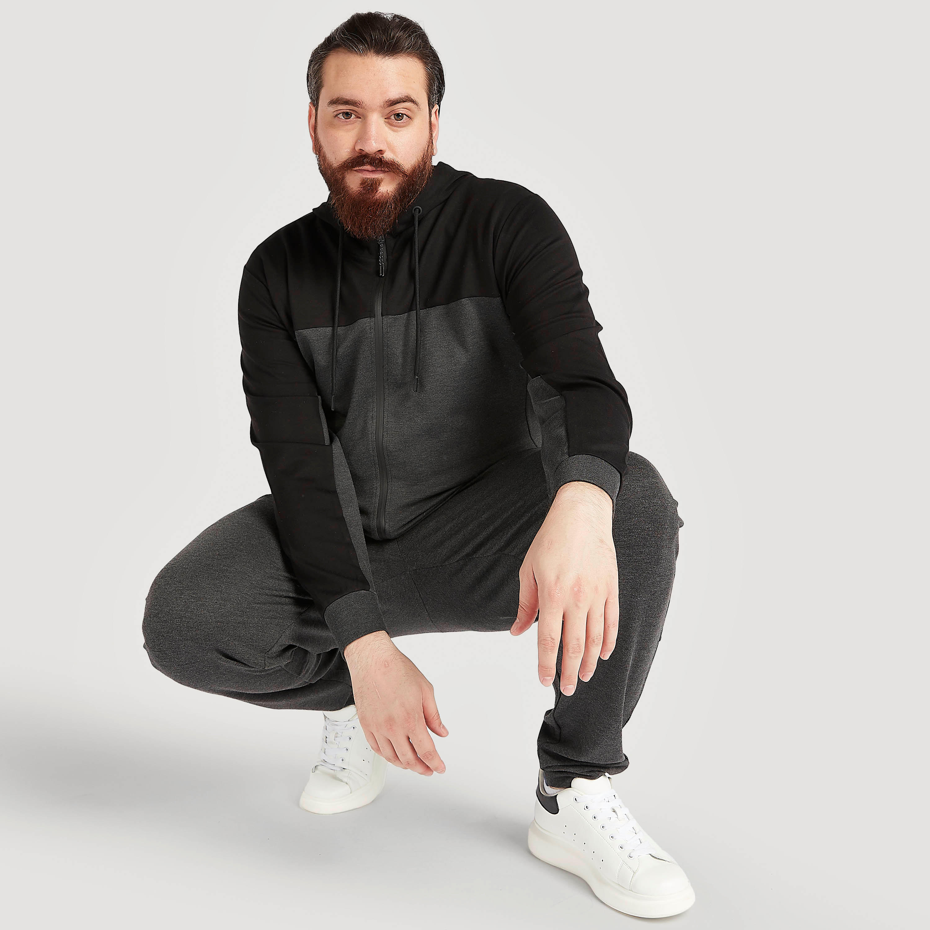 Solid Zip Through Hooded Jacket with Long Sleeves and Pockets-men-winterwear-hoodiesandsweatshirts-image-5