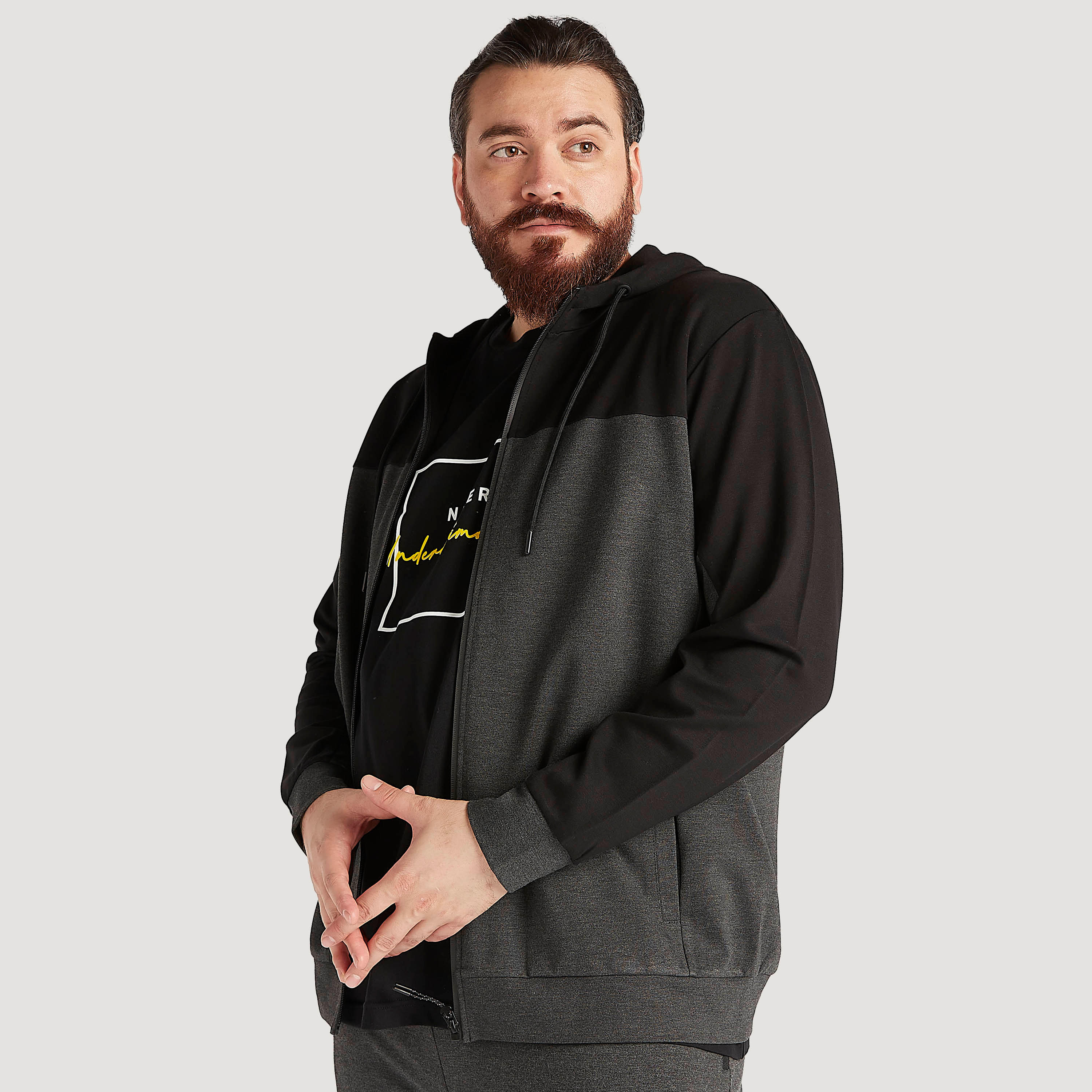 Solid Zip Through Hooded Jacket with Long Sleeves and Pockets-men-winterwear-hoodiesandsweatshirts-image-6
