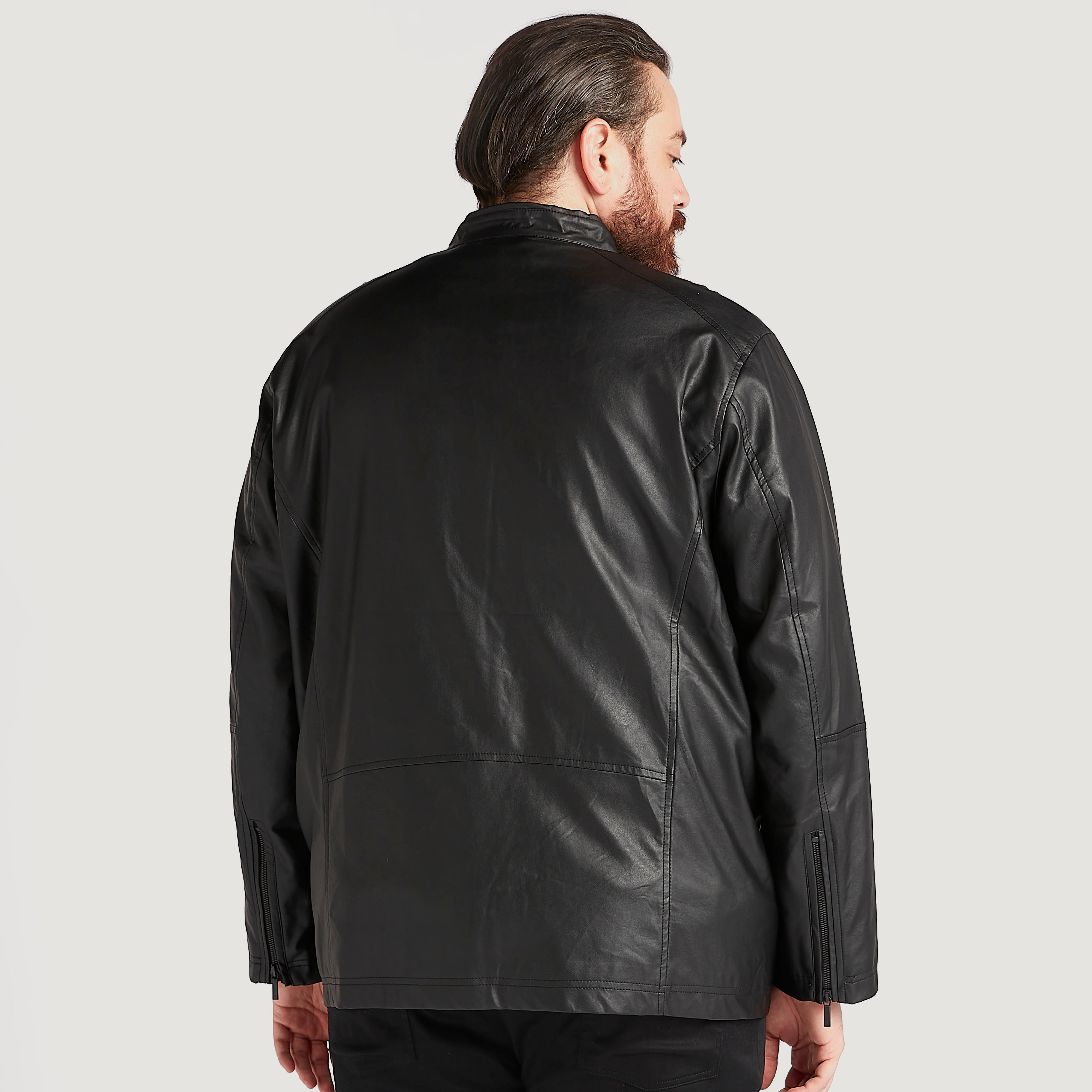 Solid Biker Jacket with Zipper Closure and Long Sleeves-men-clothing-jacketsandblazers-jackets-image-4