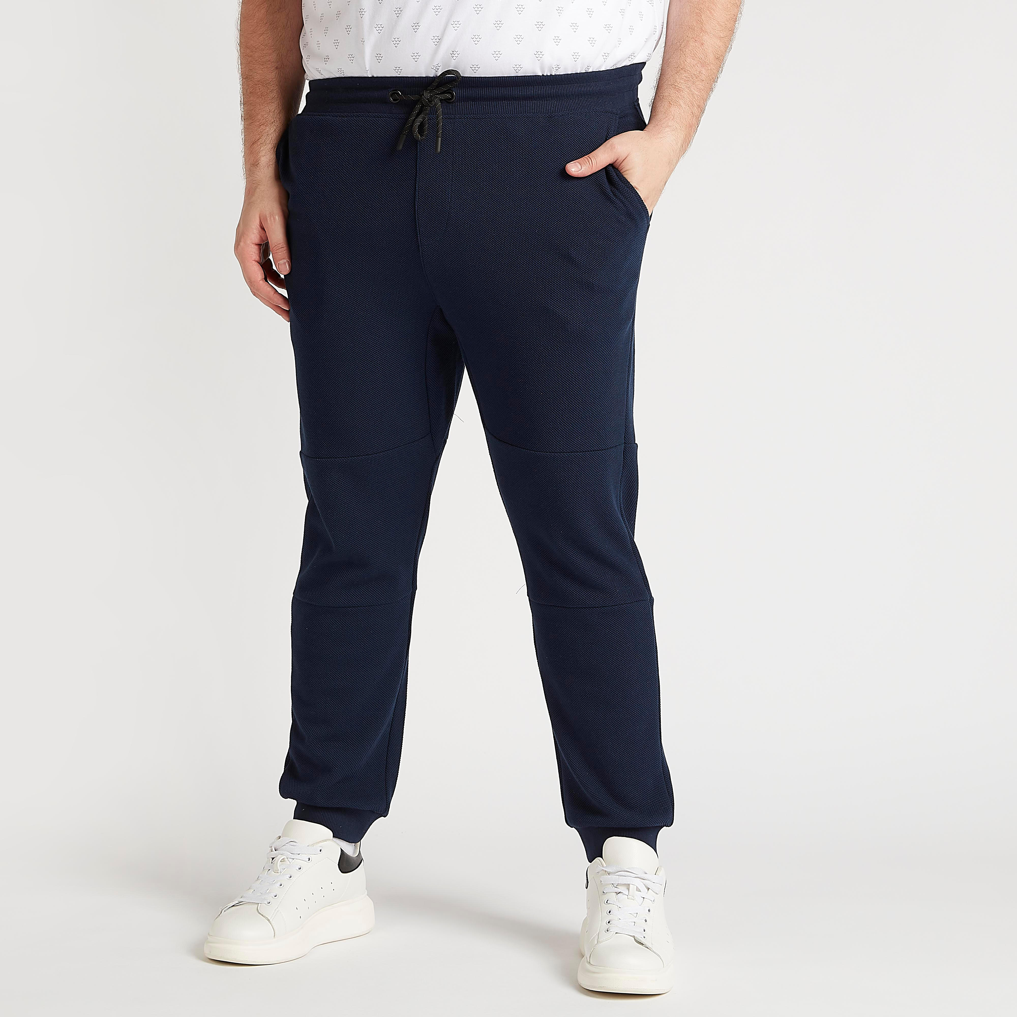 Textured Mid-Rise Joggers with Drawstring Closure-men-clothing-bottoms-joggers-image-1