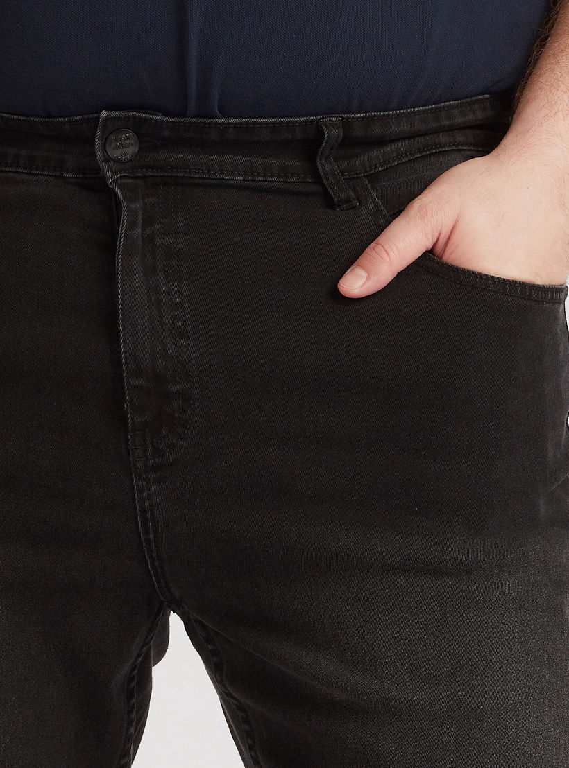 بنطلون جينز دنيم سادة بزر إغلاق وخصر متوسّط الارتفاع-men-clothing-bottoms-jeans-image-2
