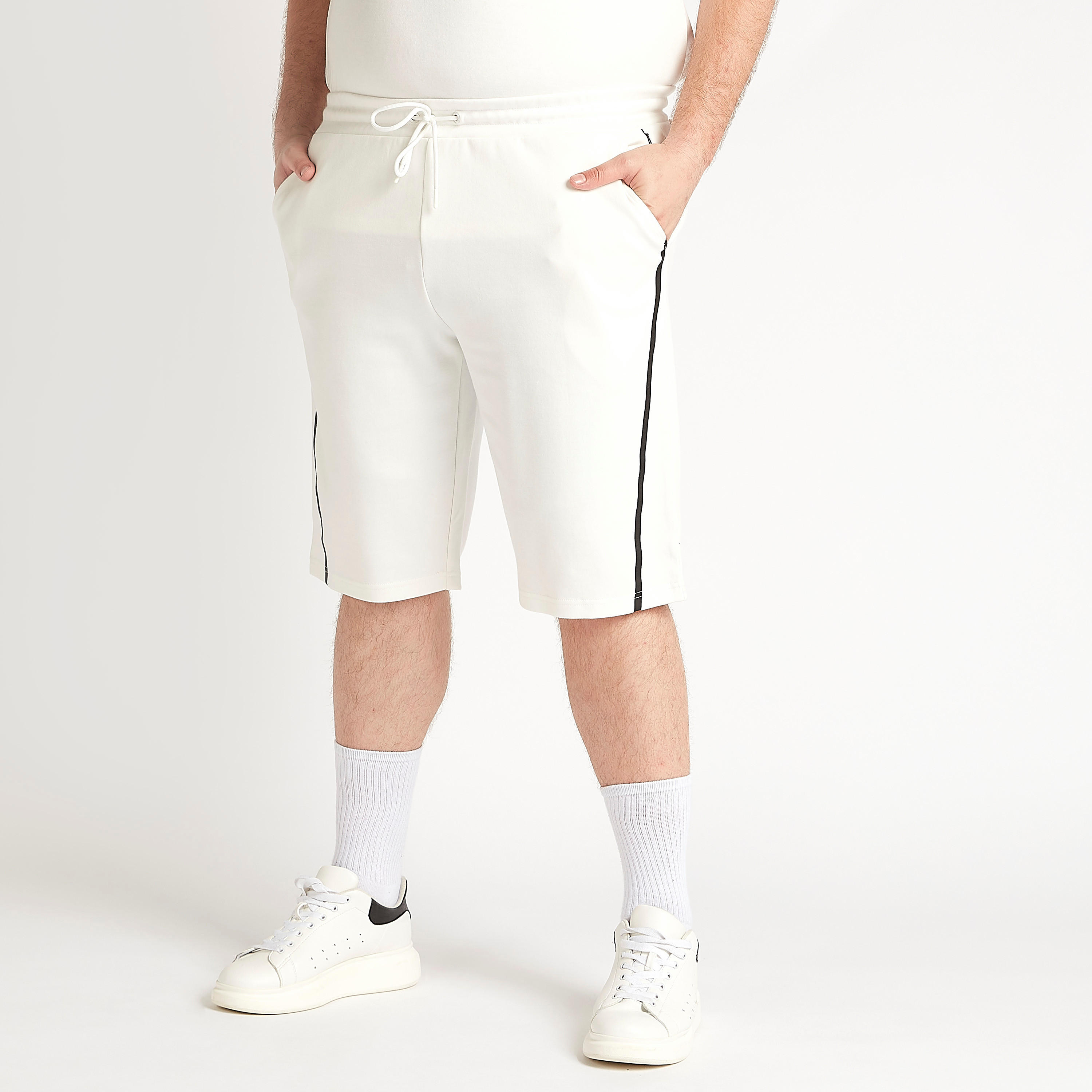 Solid Mid-Rise Shorts with Drawstring Closure-men-clothing-bottoms-shorts-image-1