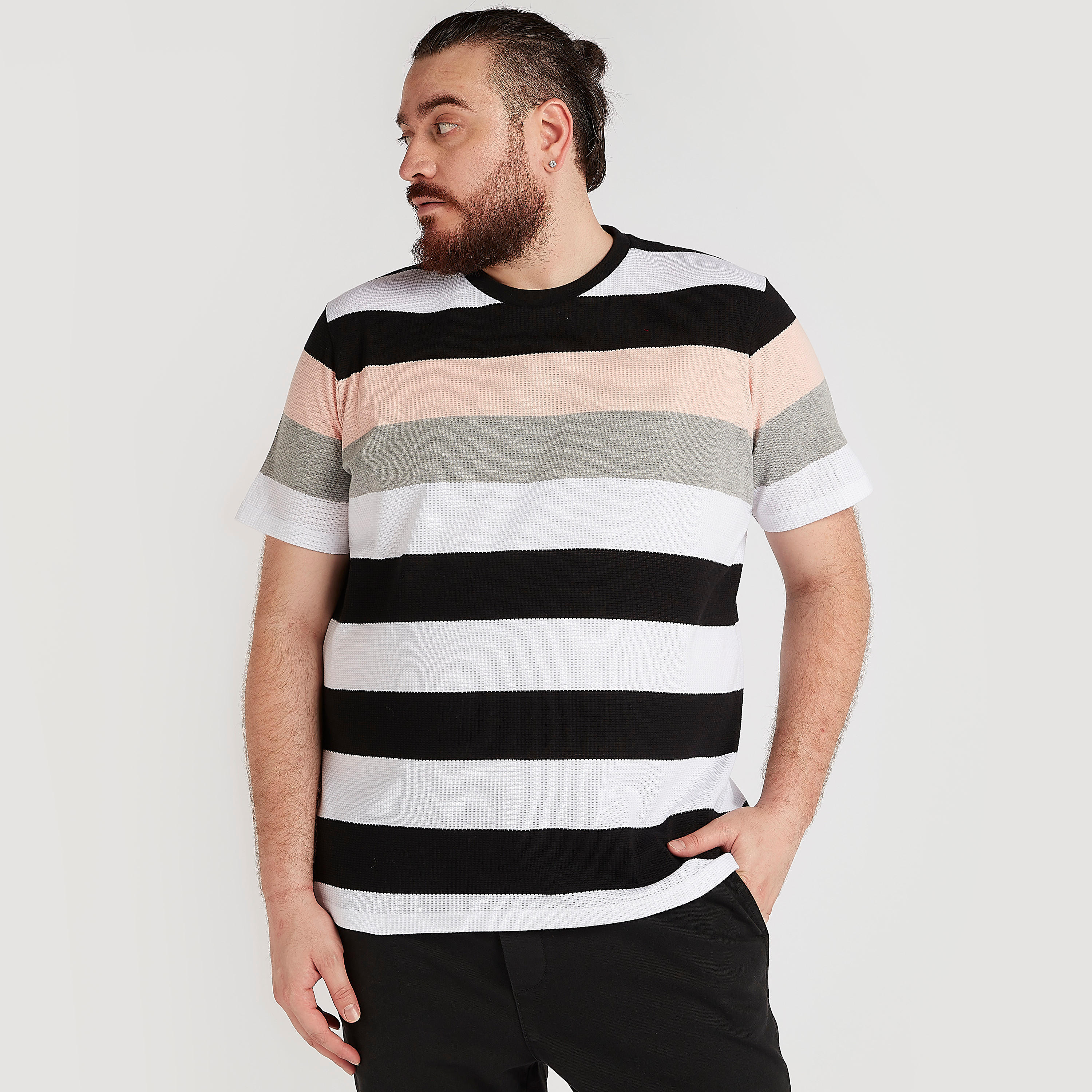Striped Crew Neck T-shirt with Short Sleeves-men-clothing-tshirtsandpolos-tshirts-image-3