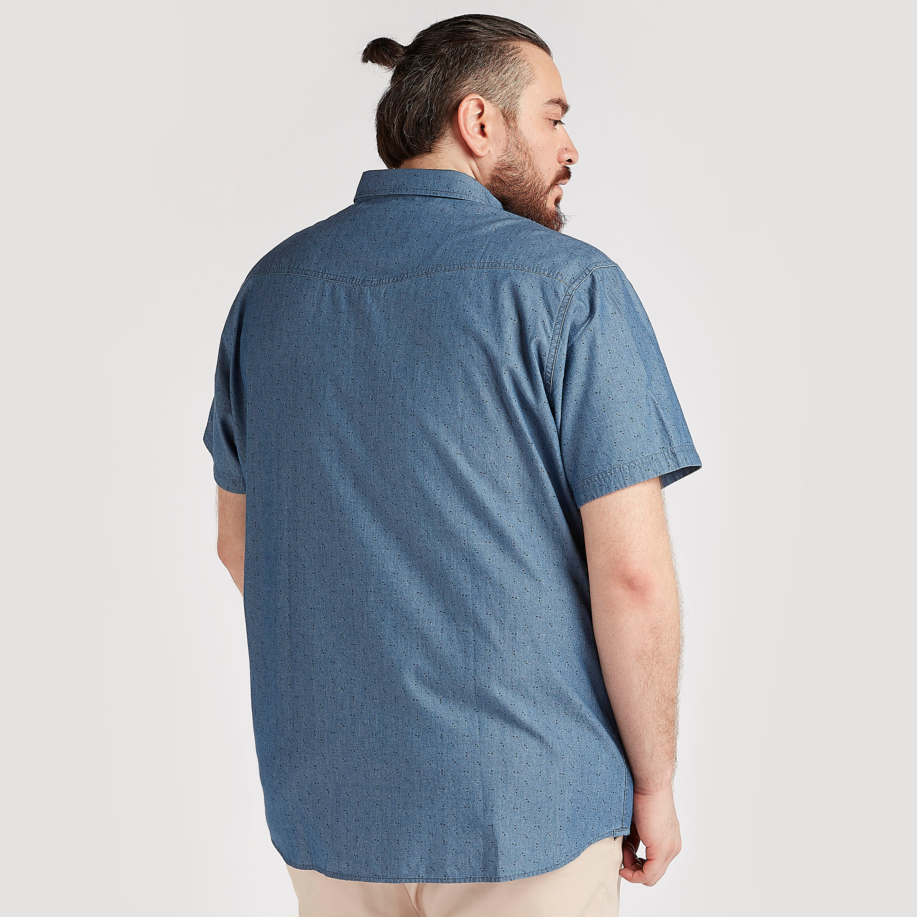Textured Shirt with Short Sleeves and Chest Pockets-men-clothing-shirts-image-4