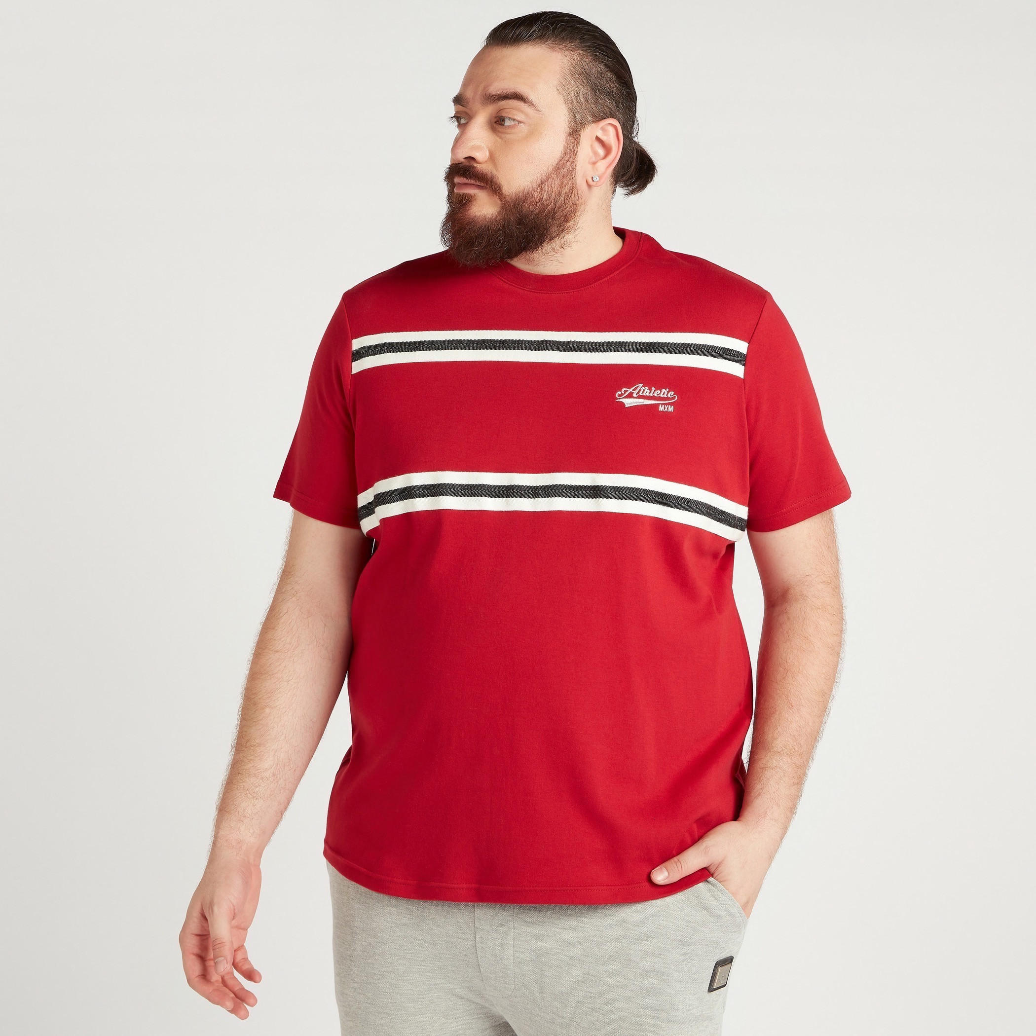 Striped T-shirt with Crew Neck and Short Sleeves-men-clothing-tshirtsandpolos-tshirts-image-1