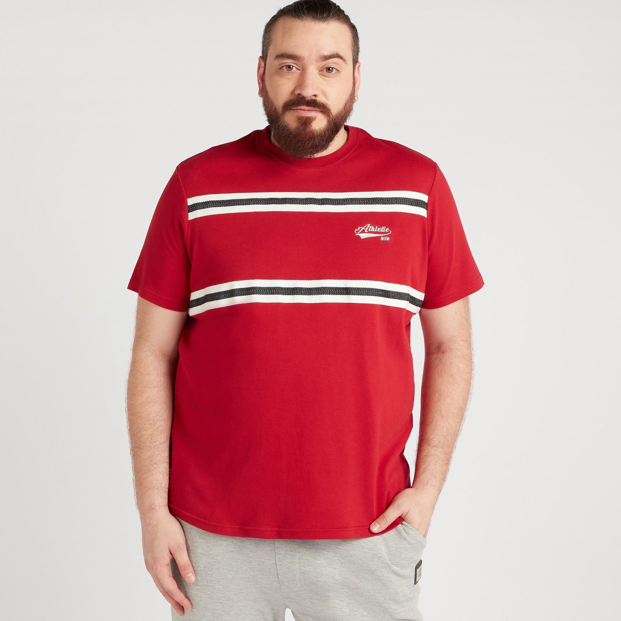 Striped T-shirt with Crew Neck and Short Sleeves-men-clothing-tshirtsandpolos-tshirts-image-5