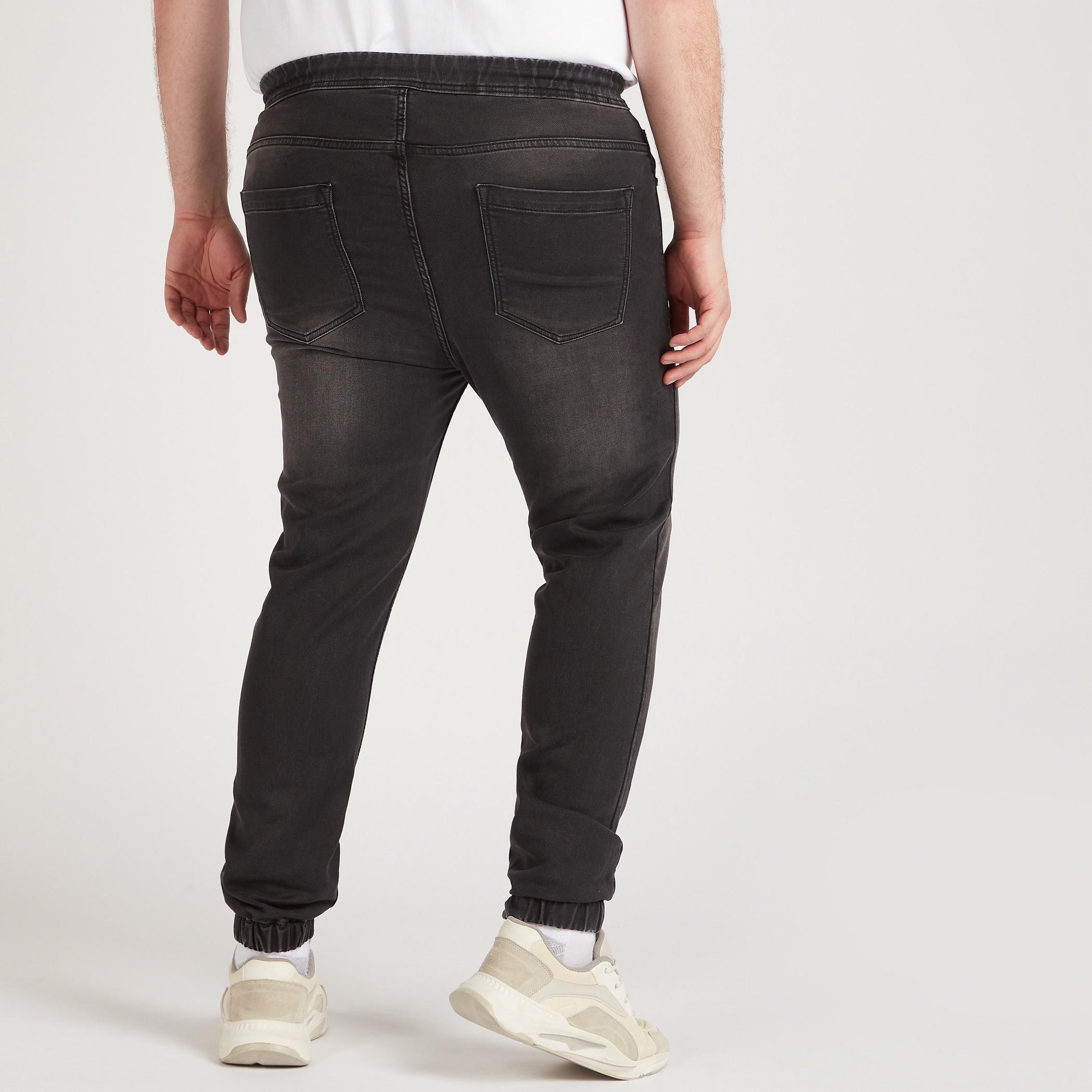 Solid Mid-Rise Denim Joggers with Drawstring Closure-men-clothing-bottoms-joggers-image-4
