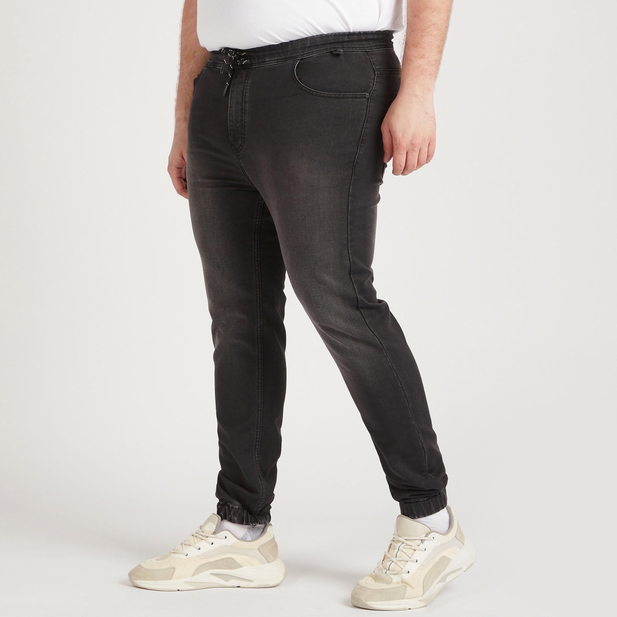 Solid Mid-Rise Denim Joggers with Drawstring Closure-men-clothing-bottoms-joggers-image-5