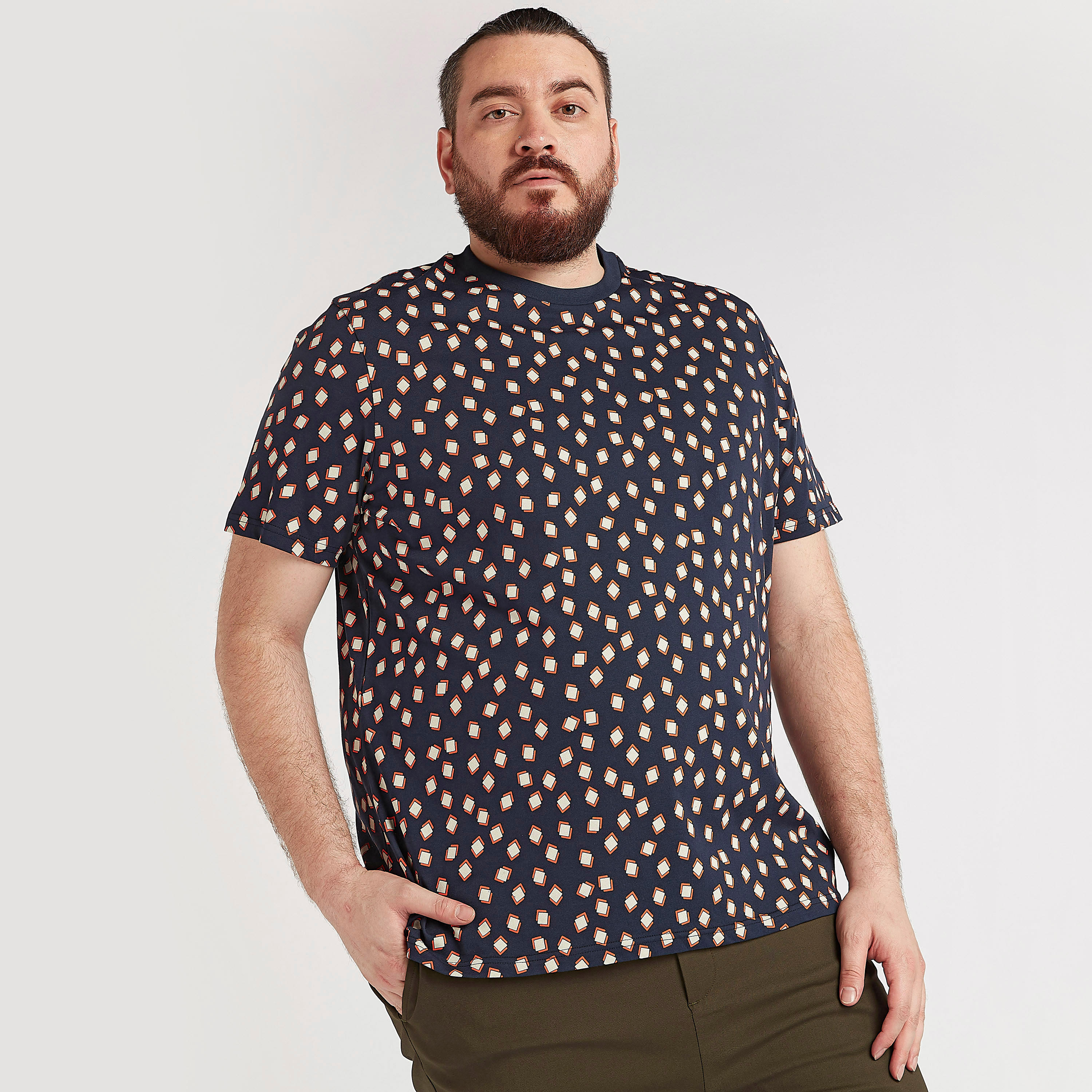 Printed Crew Neck T-shirt with Short Sleeves-men-clothing-tshirtsandpolos-tshirts-image-1