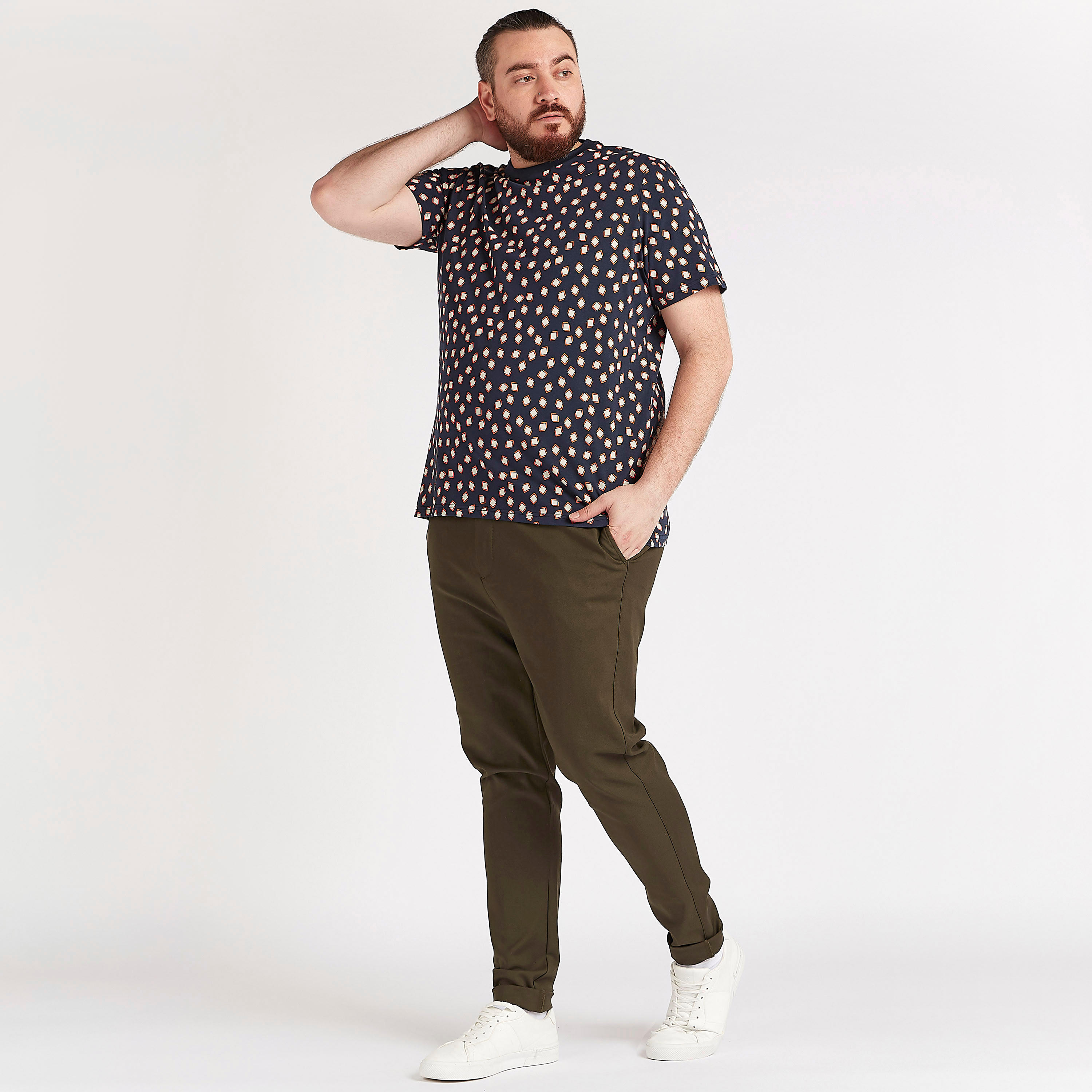 Printed Crew Neck T-shirt with Short Sleeves-men-clothing-tshirtsandpolos-tshirts-image-2