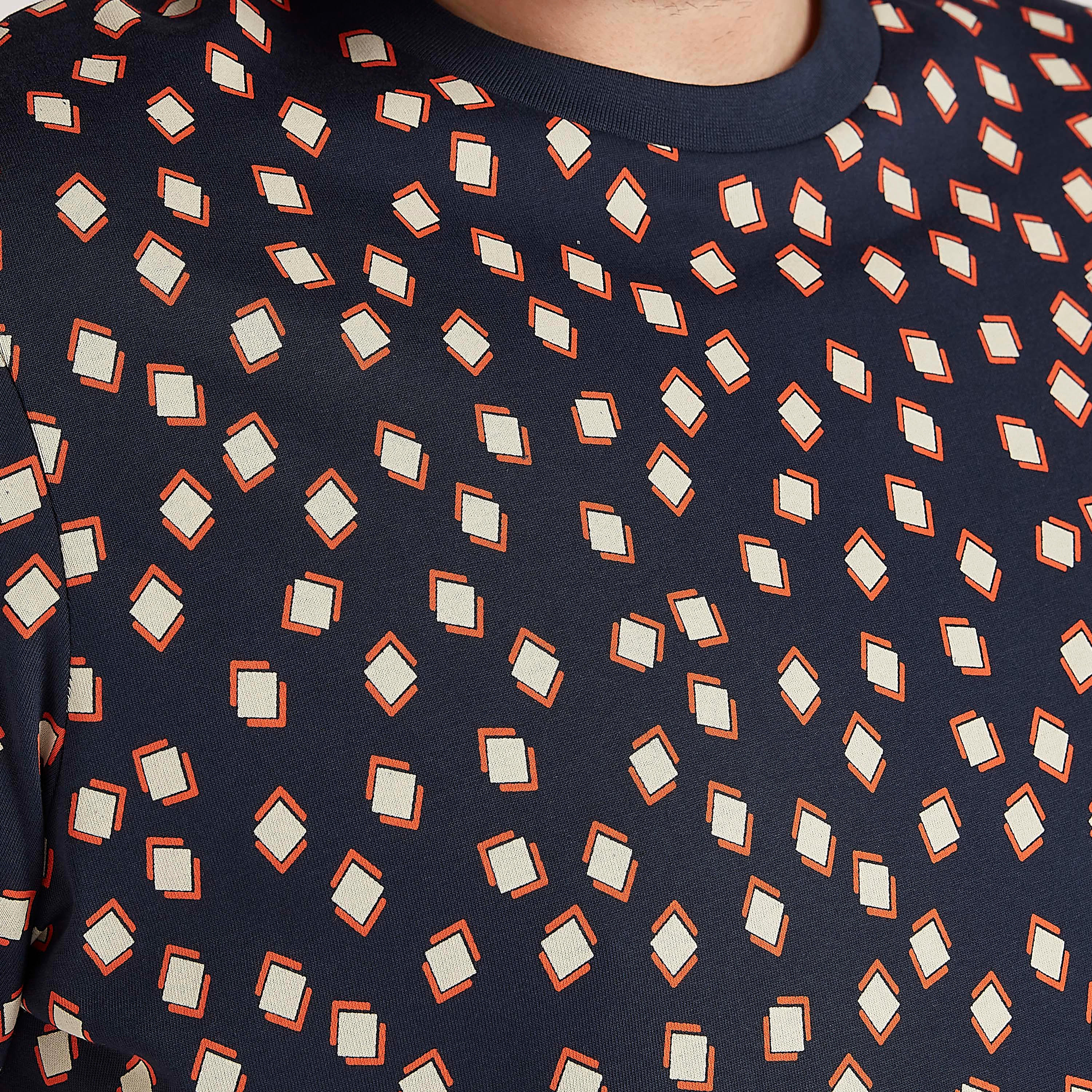 Printed Crew Neck T-shirt with Short Sleeves-men-clothing-tshirtsandpolos-tshirts-image-3