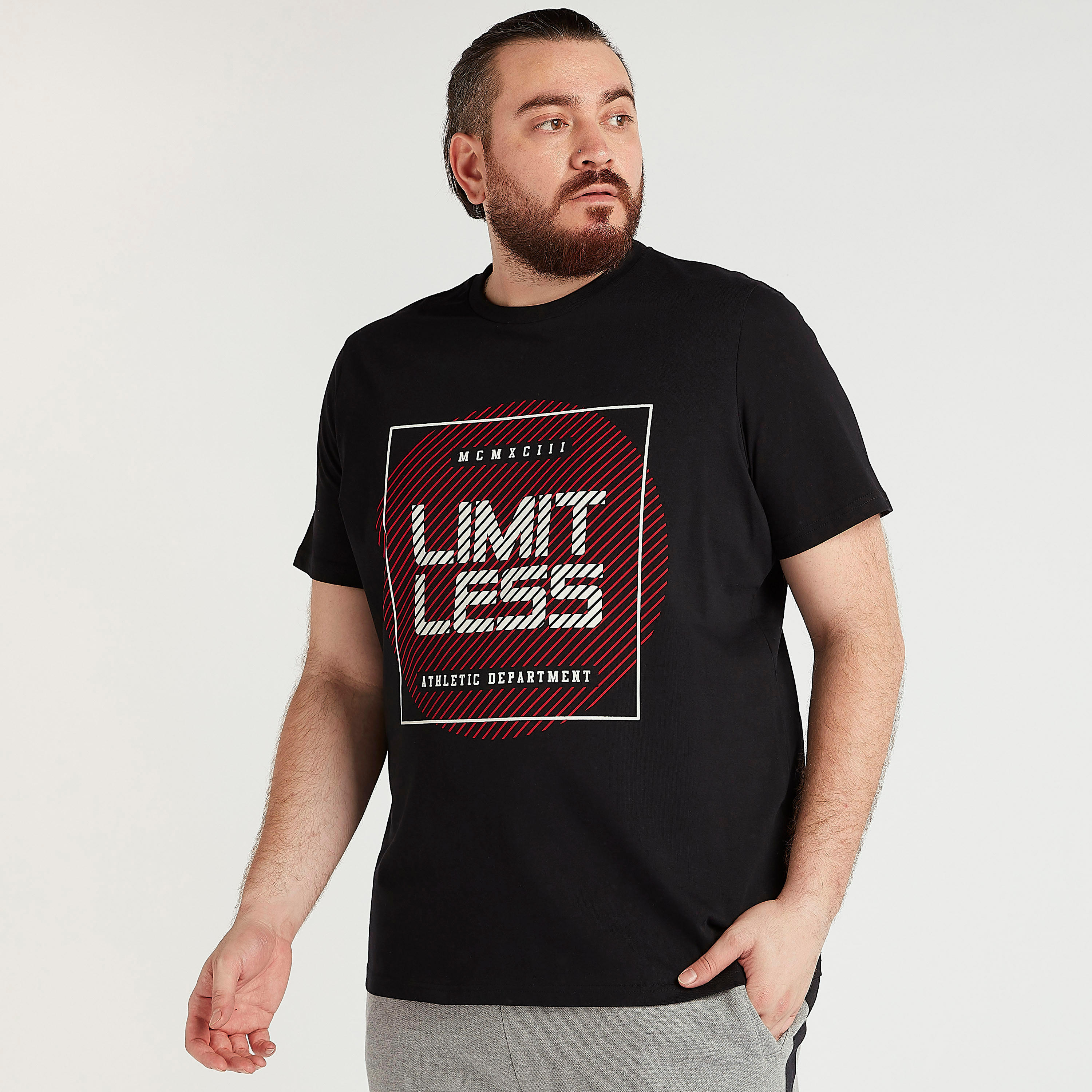 Printed Crew Neck T-shirt with Short Sleeves-men-clothing-tshirtsandpolos-tshirts-image-1