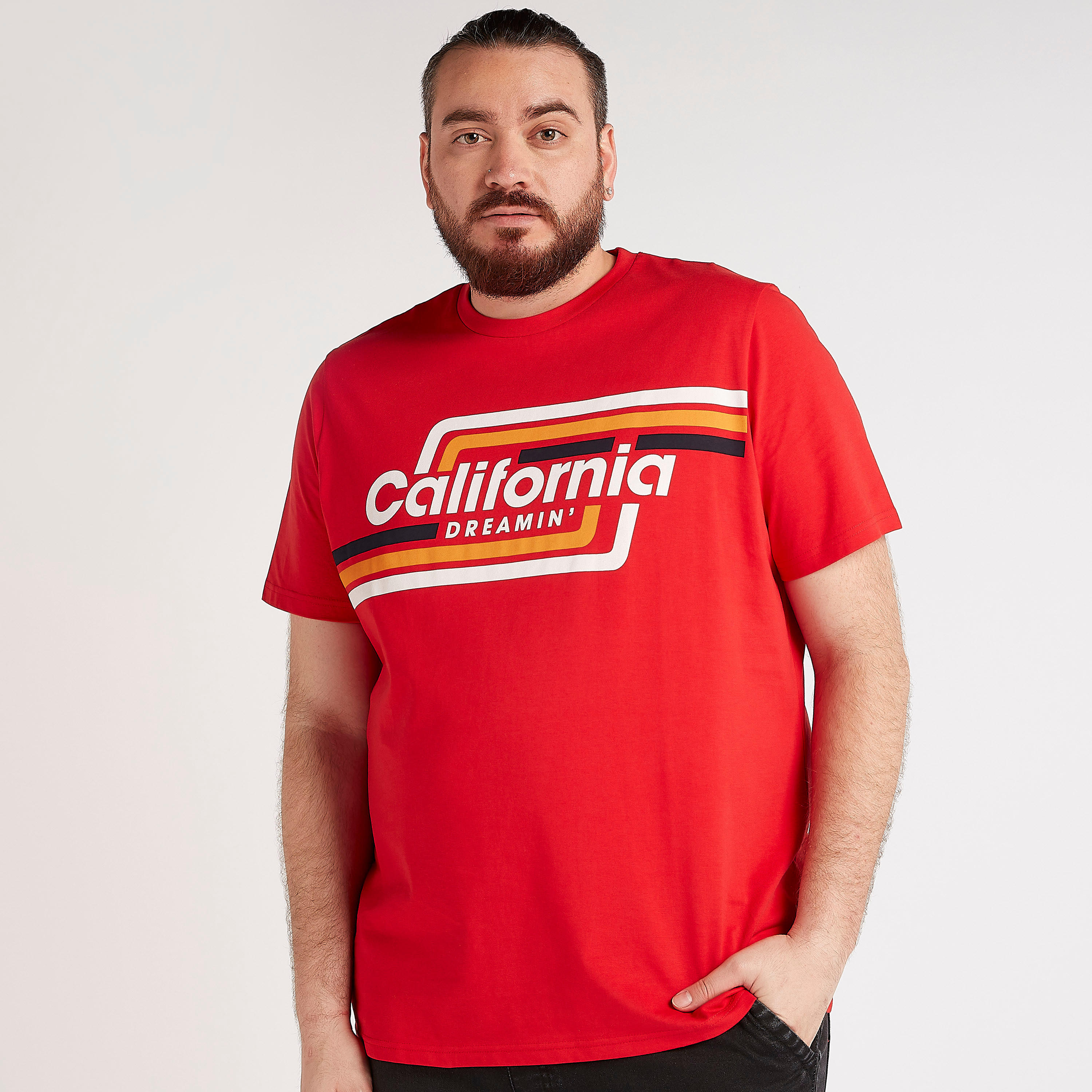 تيشيرت مخطط بياقة ضيّقة وأكمام قصيرة وطبعات-men-clothing-tshirtsandpolos-tshirts-image-1