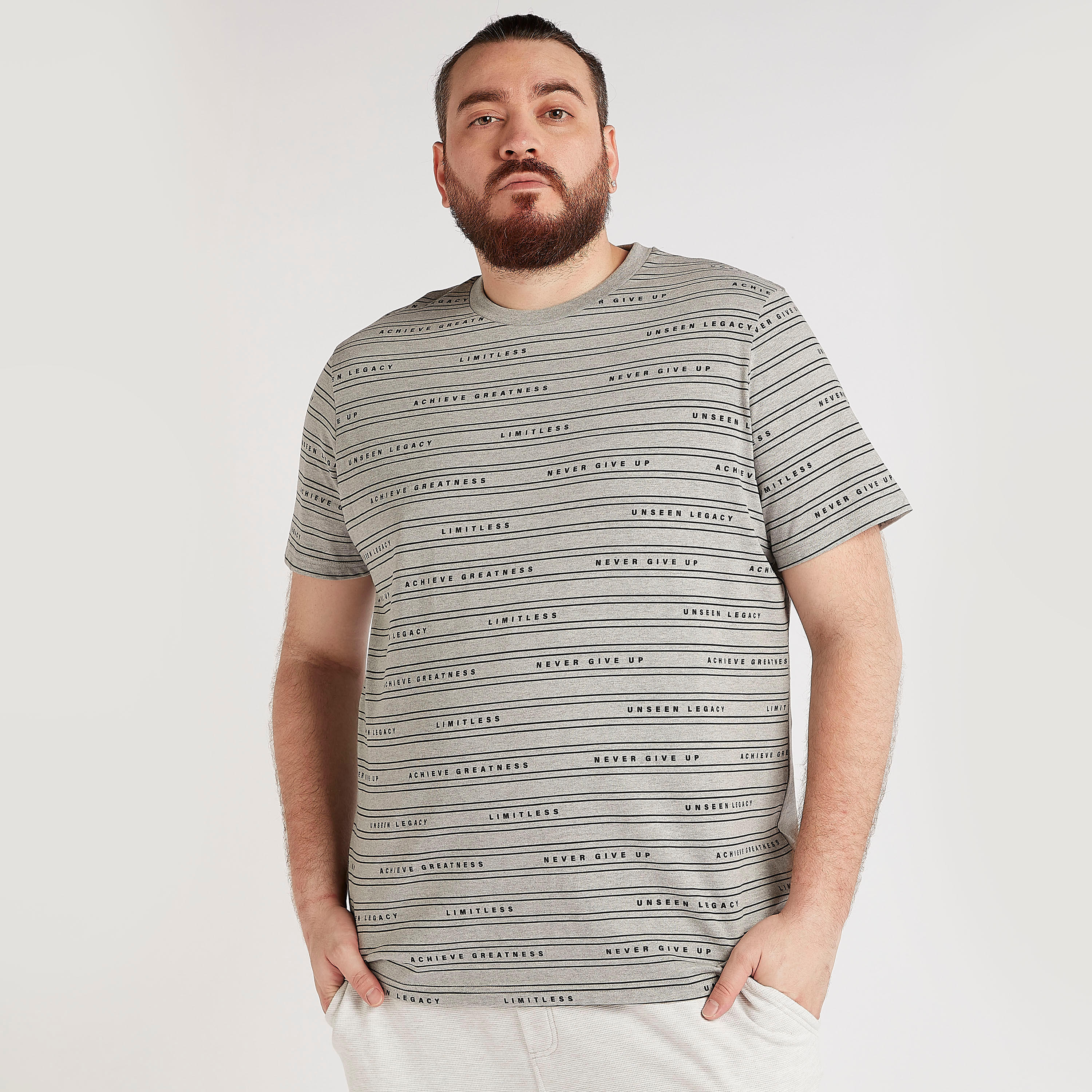 Printed and Striped Crew Neck T-shirt with Short Sleeves-men-clothing-tshirtsandpolos-tshirts-image-1