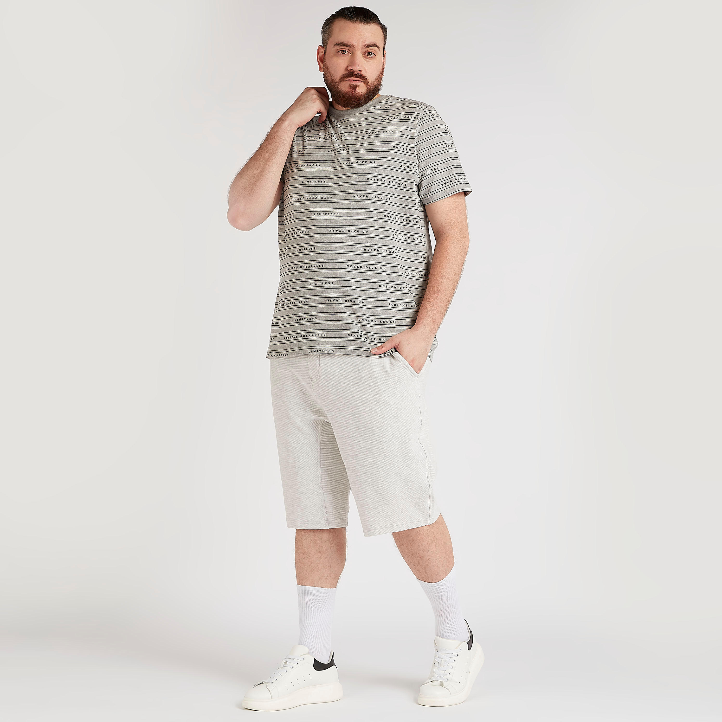 Printed and Striped Crew Neck T-shirt with Short Sleeves-men-clothing-tshirtsandpolos-tshirts-image-2