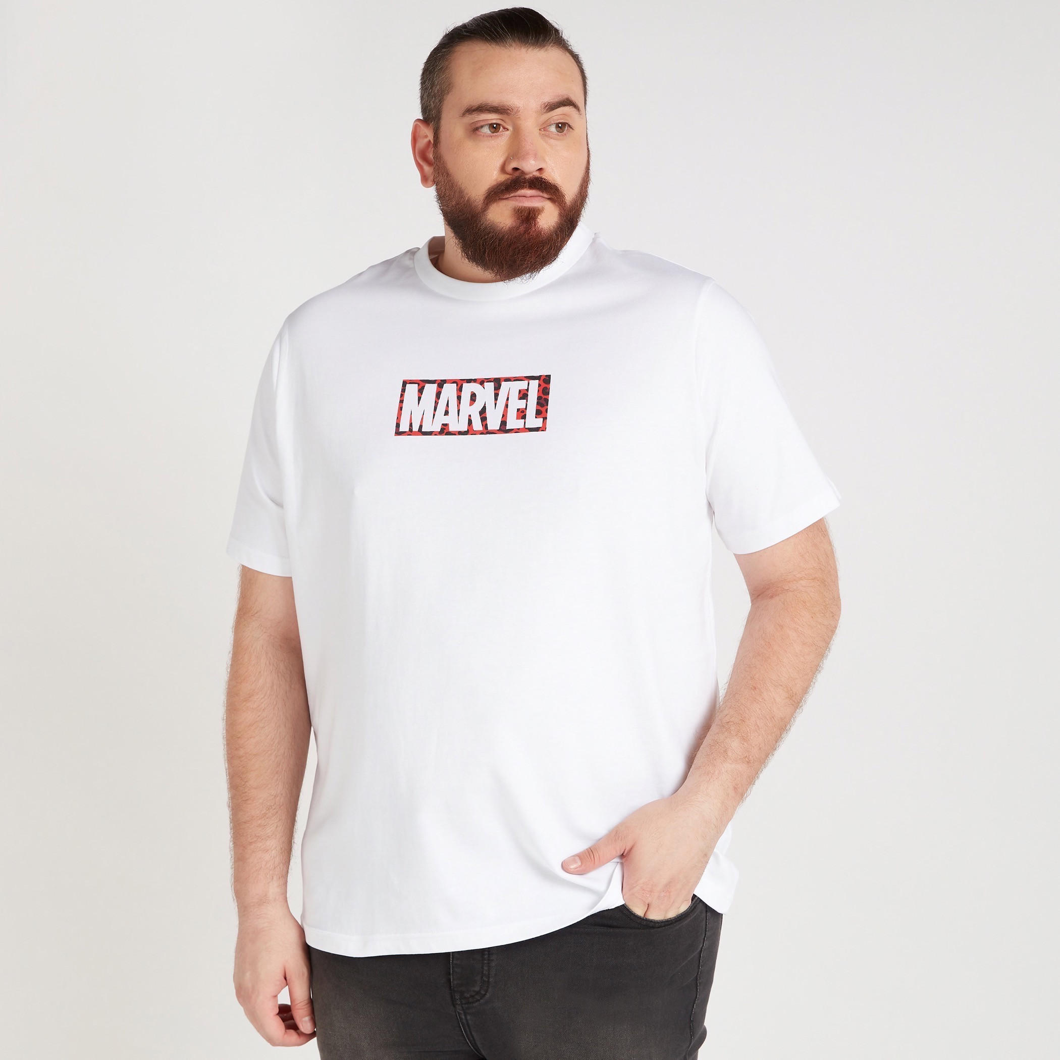 Marvel Print Crew Neck T-shirt with Short Sleeves-men-clothing-tshirtsandpolos-tshirts-image-1