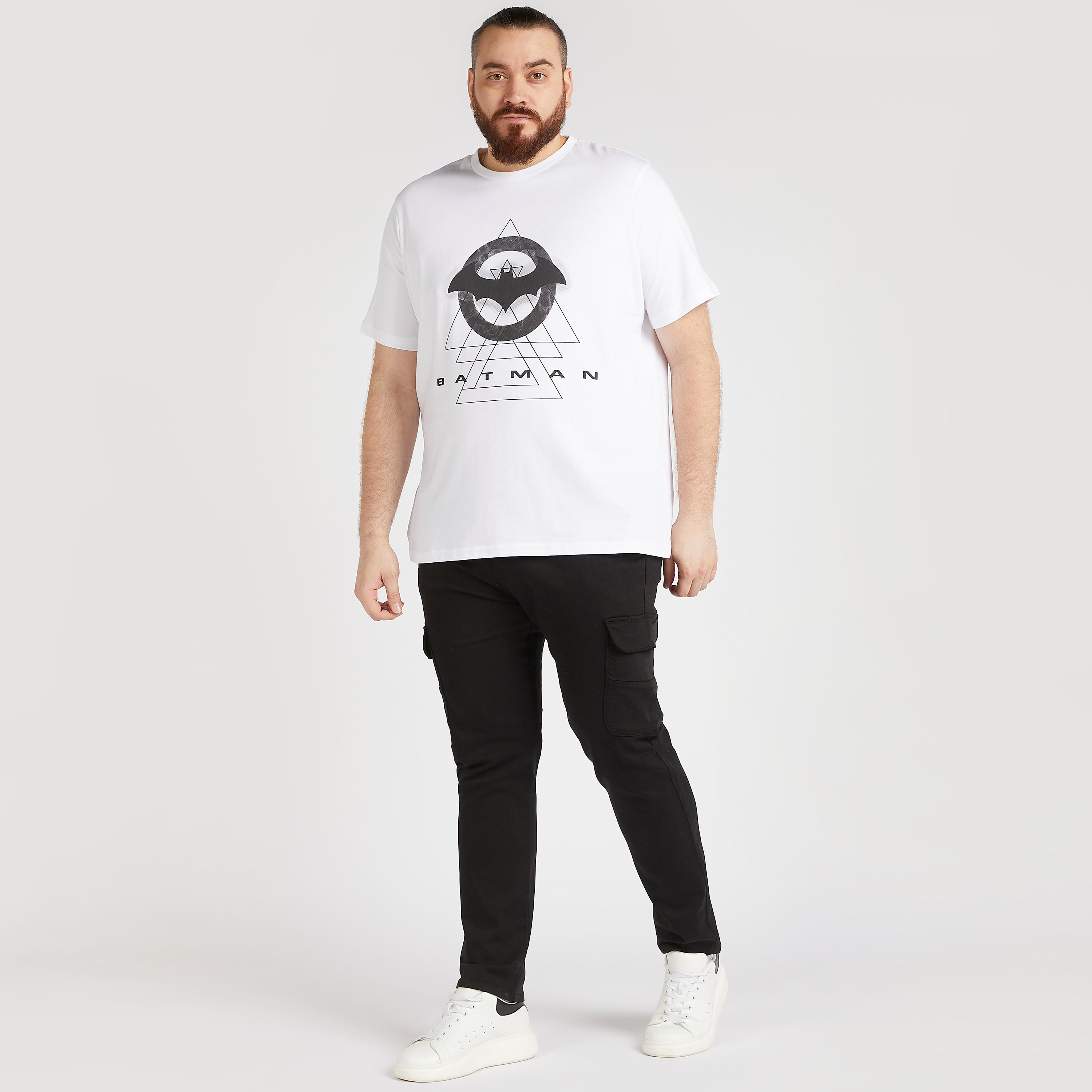 Batman Print Crew Neck T-shirt with Short Sleeves-men-clothing-tshirtsandpolos-tshirts-image-2