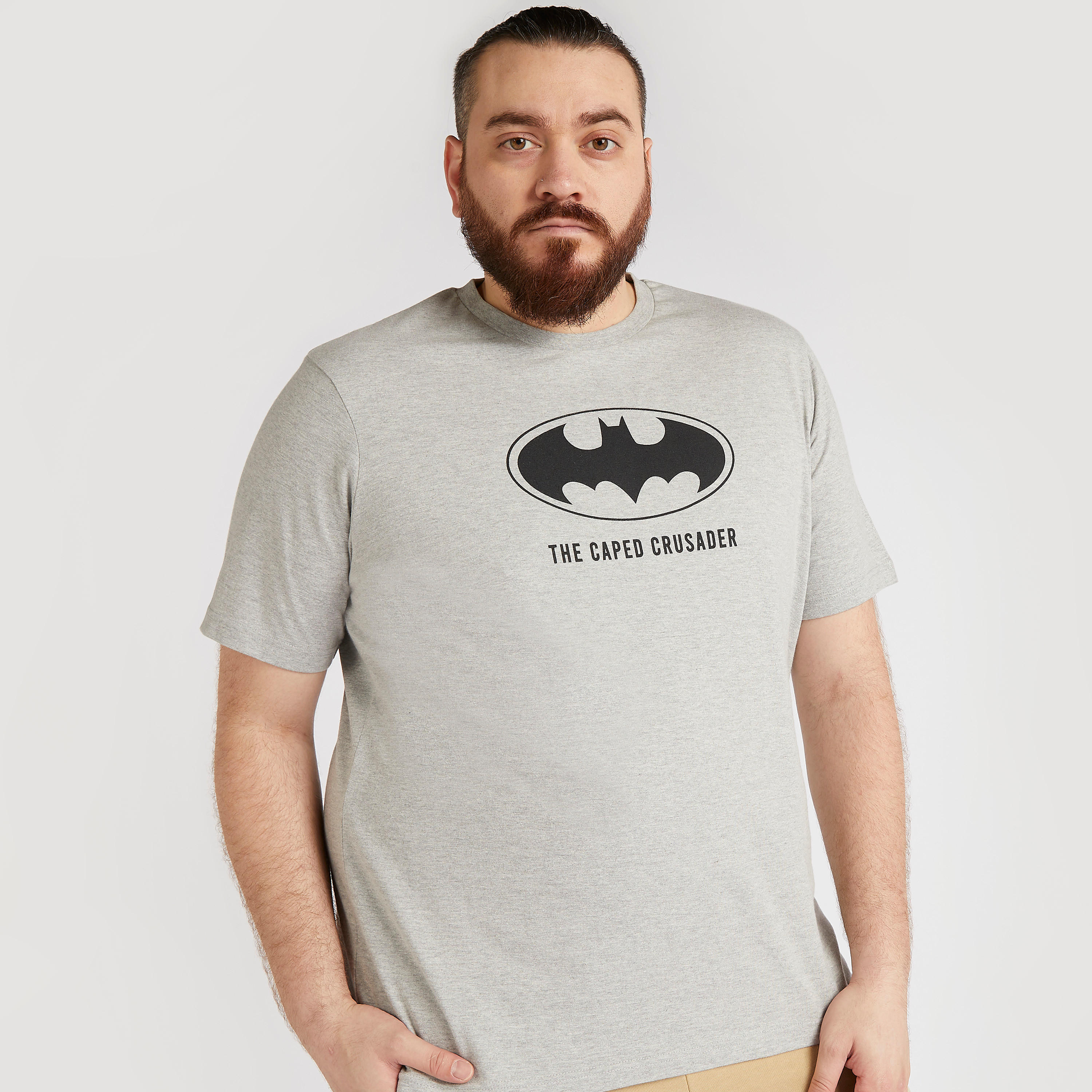 Batman Print Crew Neck T-shirt with Short Sleeves-men-clothing-tshirtsandpolos-tshirts-image-1