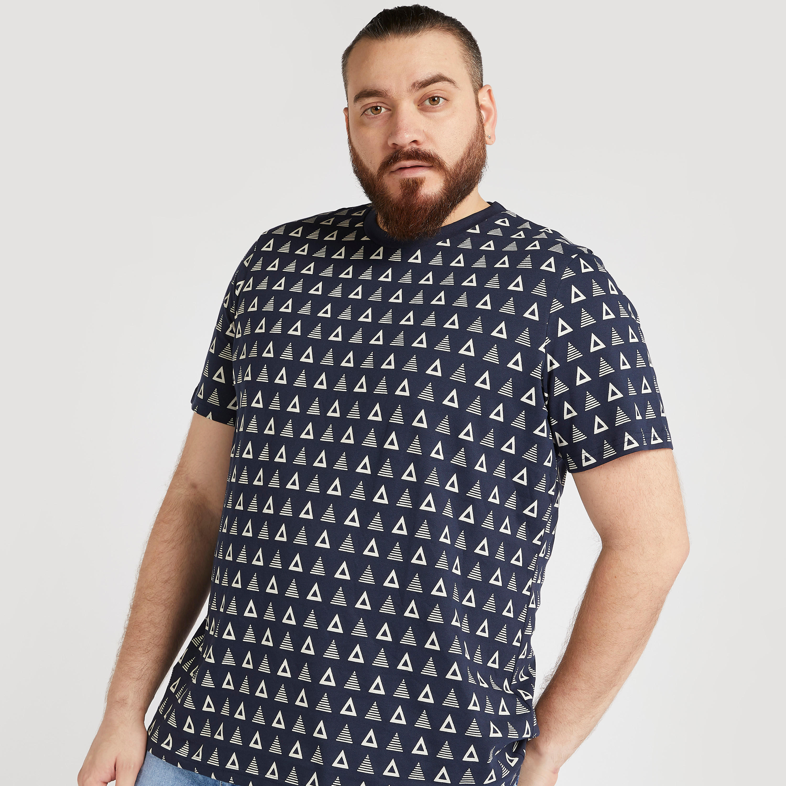 Printed Crew Neck T-shirt with Short Sleeves-men-clothing-tshirtsandpolos-tshirts-image-1