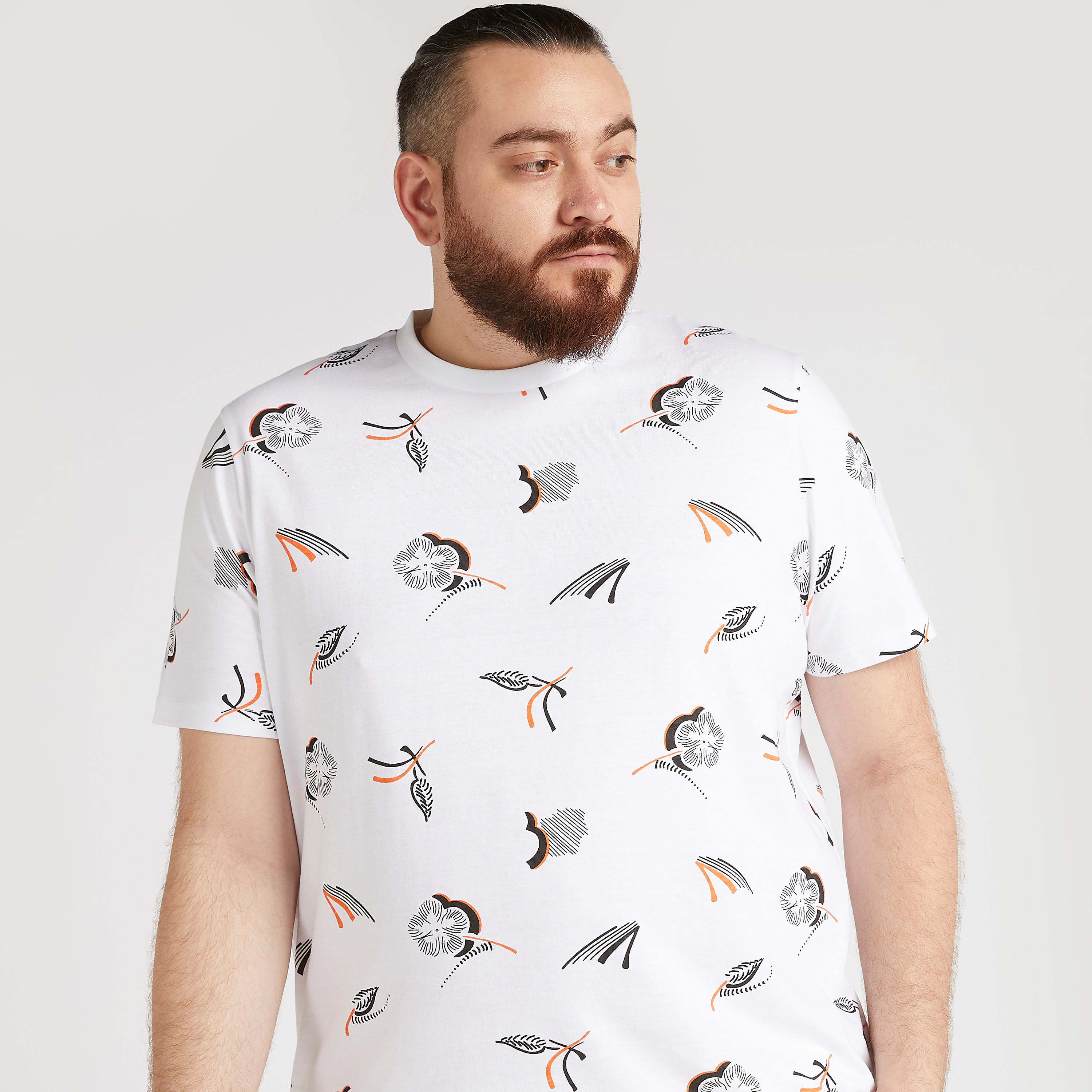 Printed Crew Neck T-shirt with Short Sleeves-men-clothing-tshirtsandpolos-tshirts-image-1