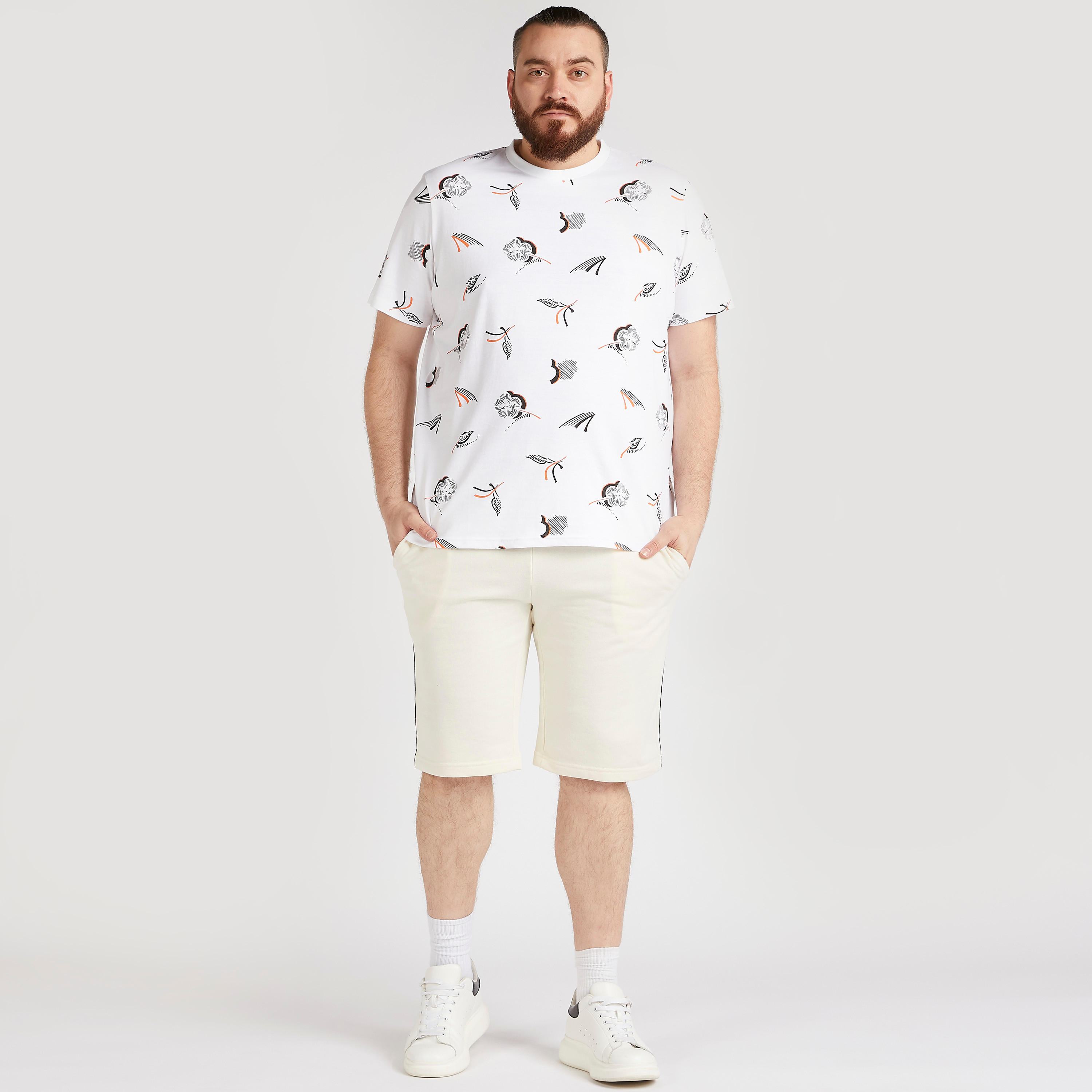 Printed Crew Neck T-shirt with Short Sleeves-men-clothing-tshirtsandpolos-tshirts-image-2