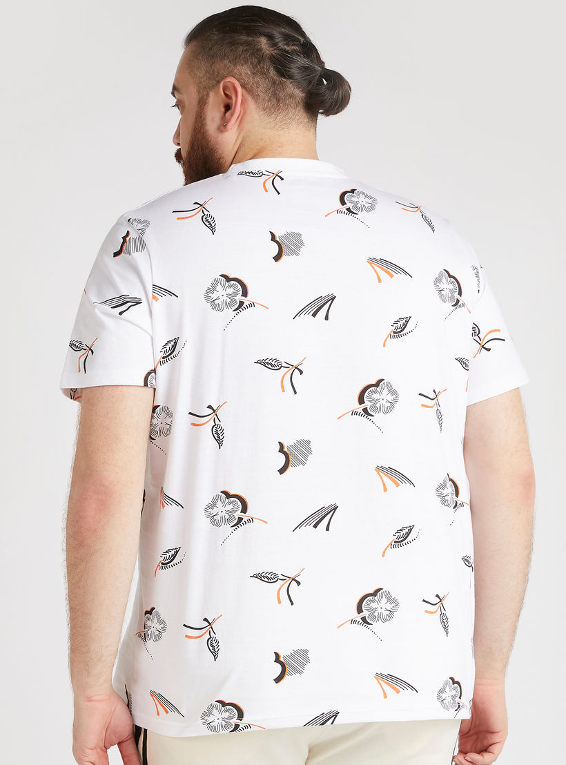 Printed Crew Neck T-shirt with Short Sleeves-men-clothing-tshirtsandpolos-tshirts-image-4
