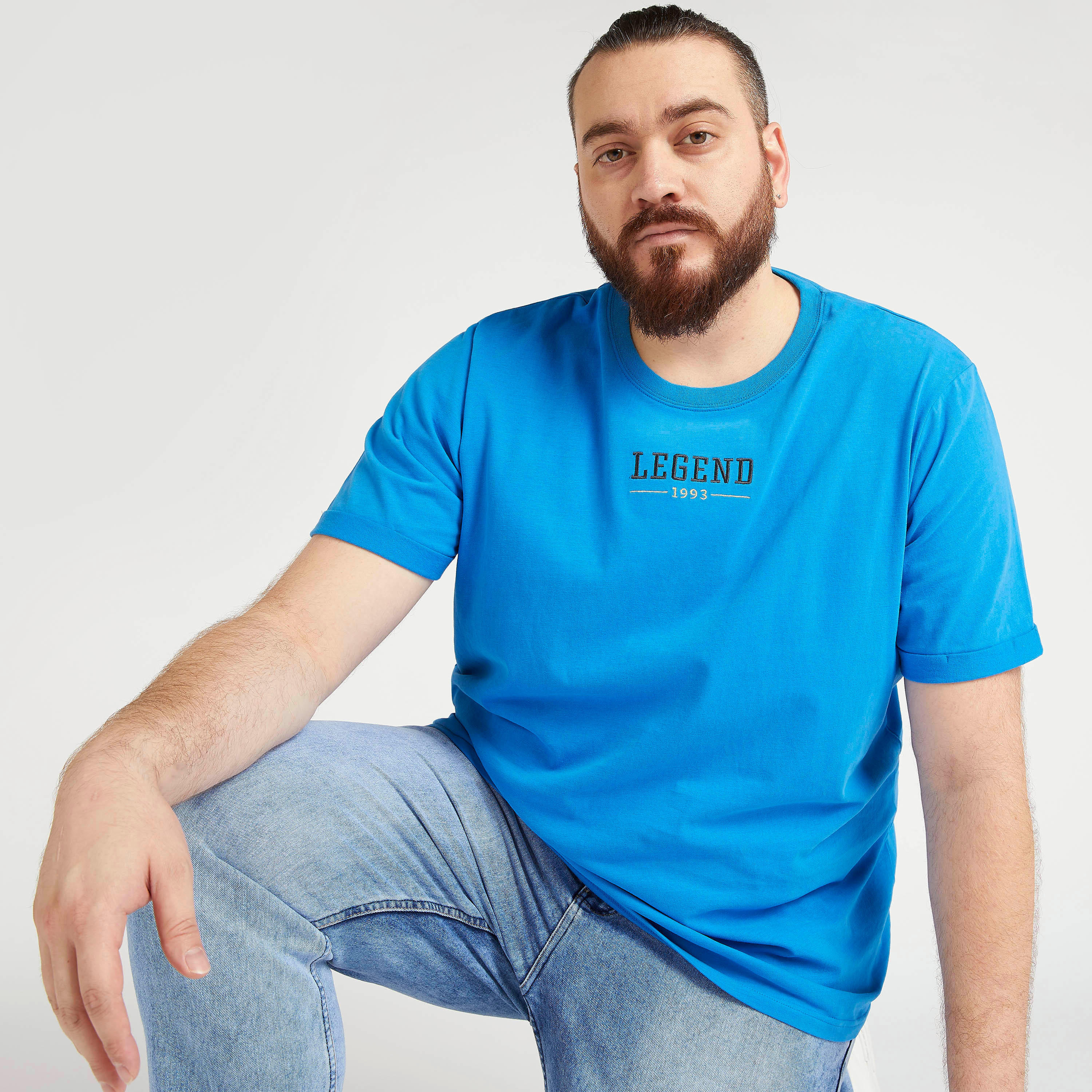 Embroidered Crew Neck T-shirt with Short Sleeves-men-clothing-tshirtsandpolos-tshirts-image-1
