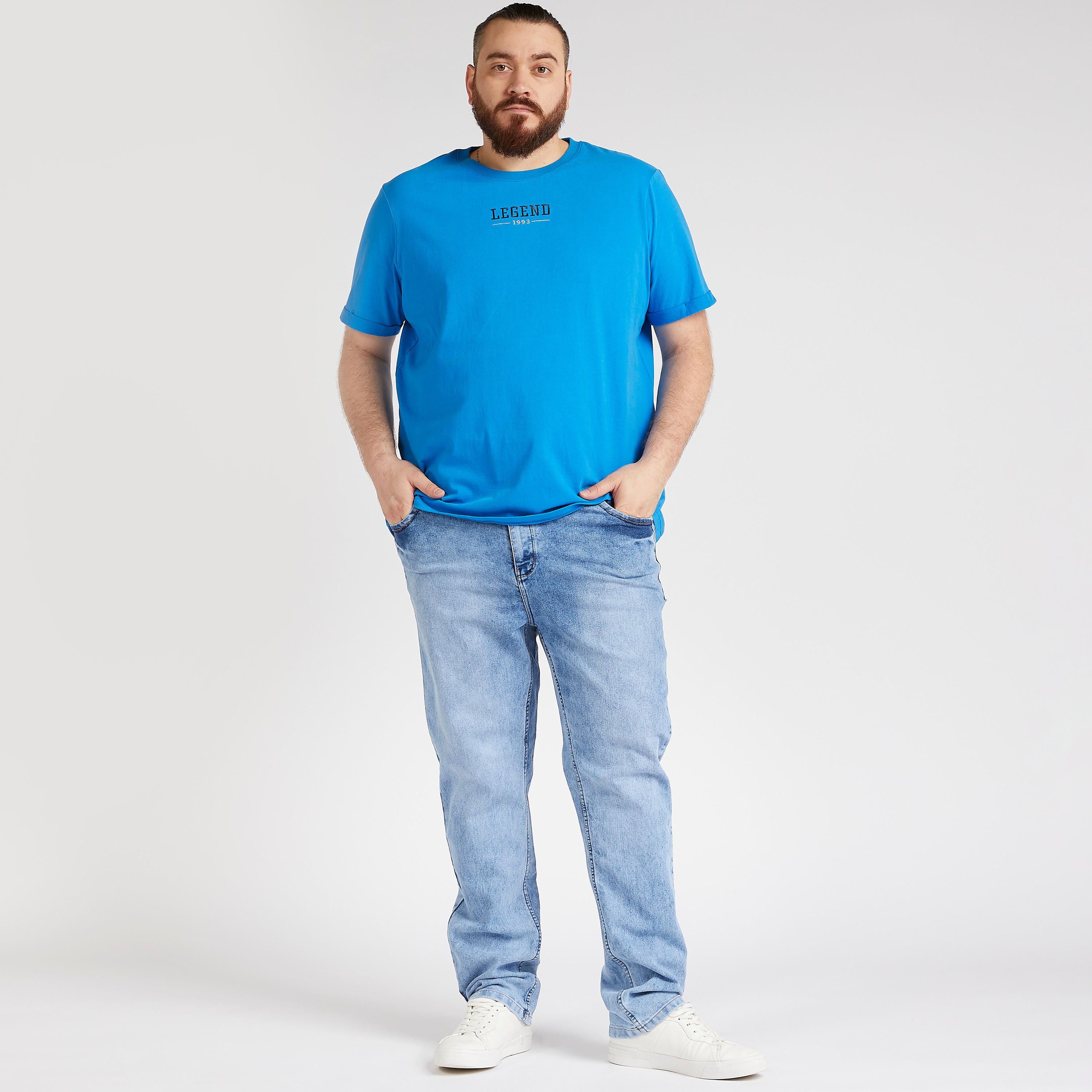 Embroidered Crew Neck T-shirt with Short Sleeves-men-clothing-tshirtsandpolos-tshirts-image-2
